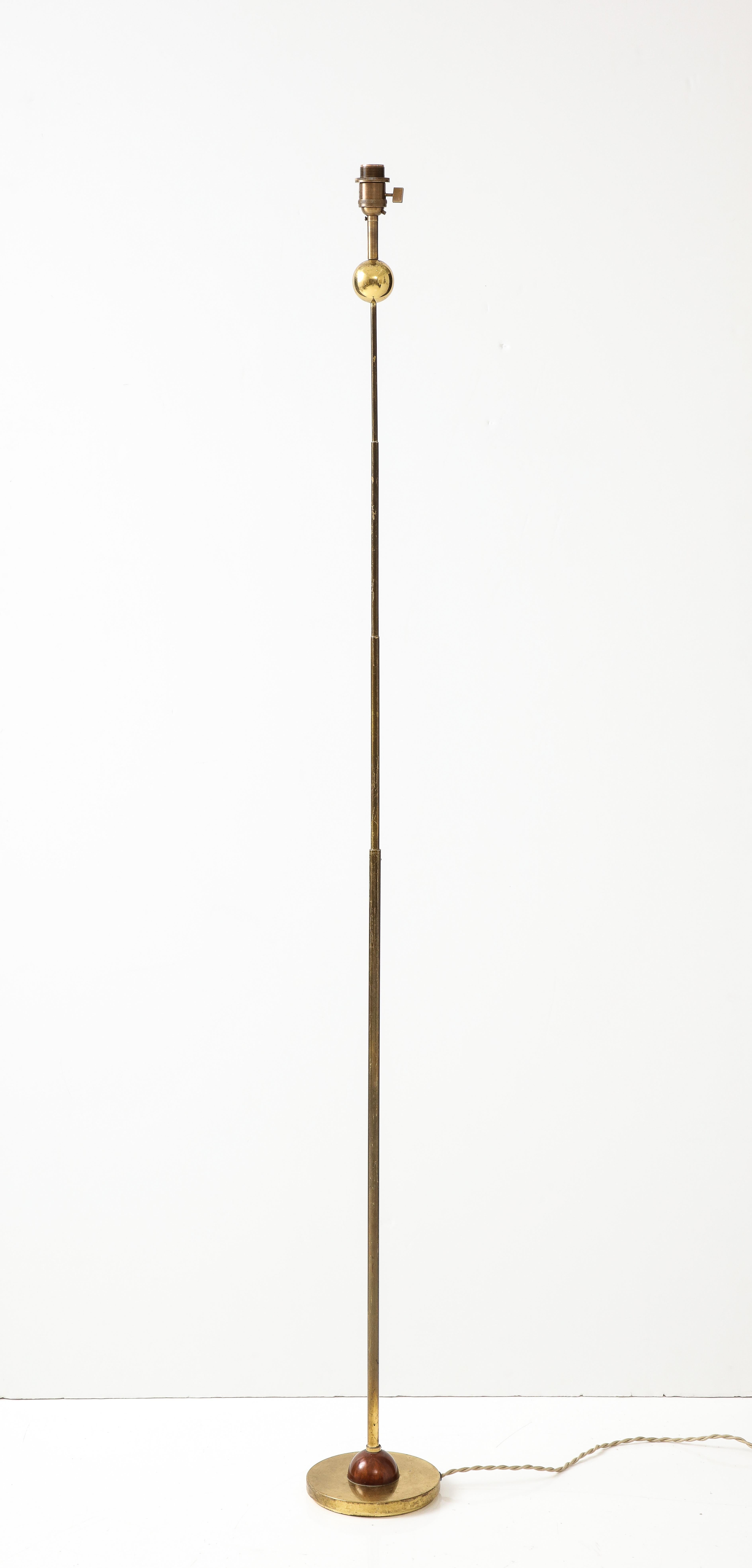 Italian Modernist Gilt Bronze Floor Lamp with Copper Accents, Italy, 1980s For Sale