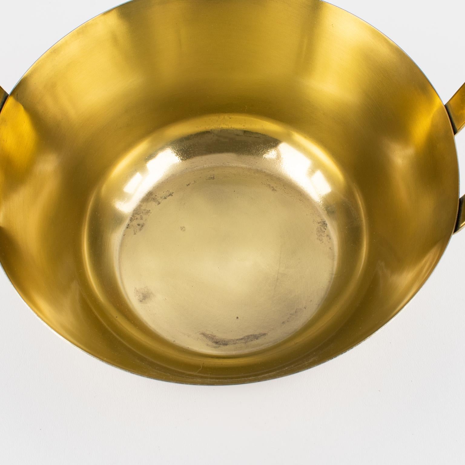 Modernist Gilt Metal and Glass Decorative Bowl Centerpiece, 1980s For Sale 1