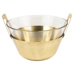 Modernist Gilt Metal and Glass Decorative Bowl Centerpiece, 1980s