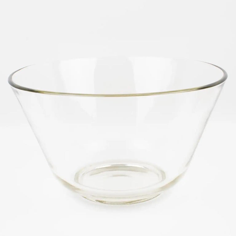 Modernist Gilt Metal and Glass Serving Bowl Centerpiece, 1980s For Sale 2
