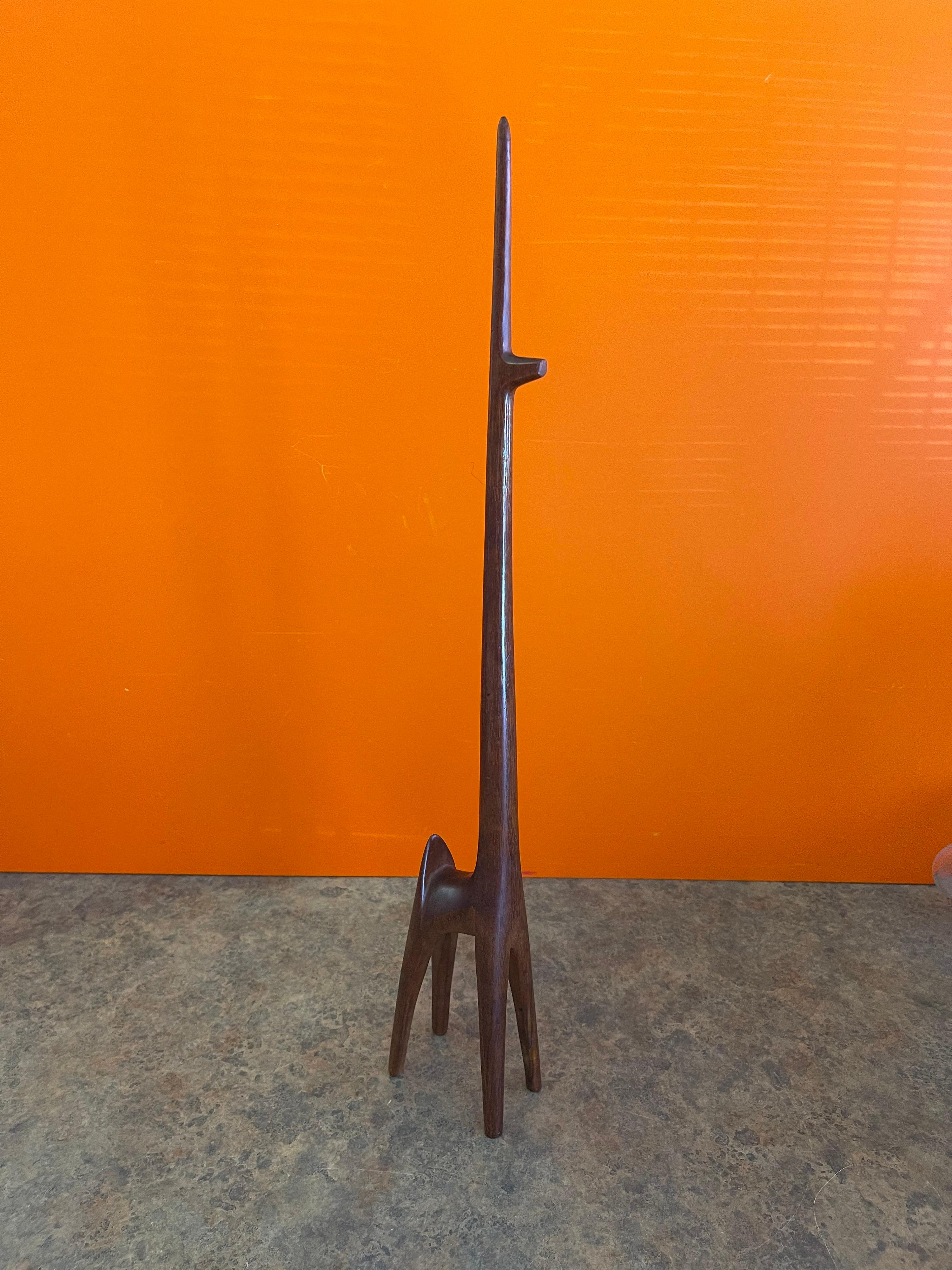 Hand-Carved Modernist Giraffe Sculpture in Walnut