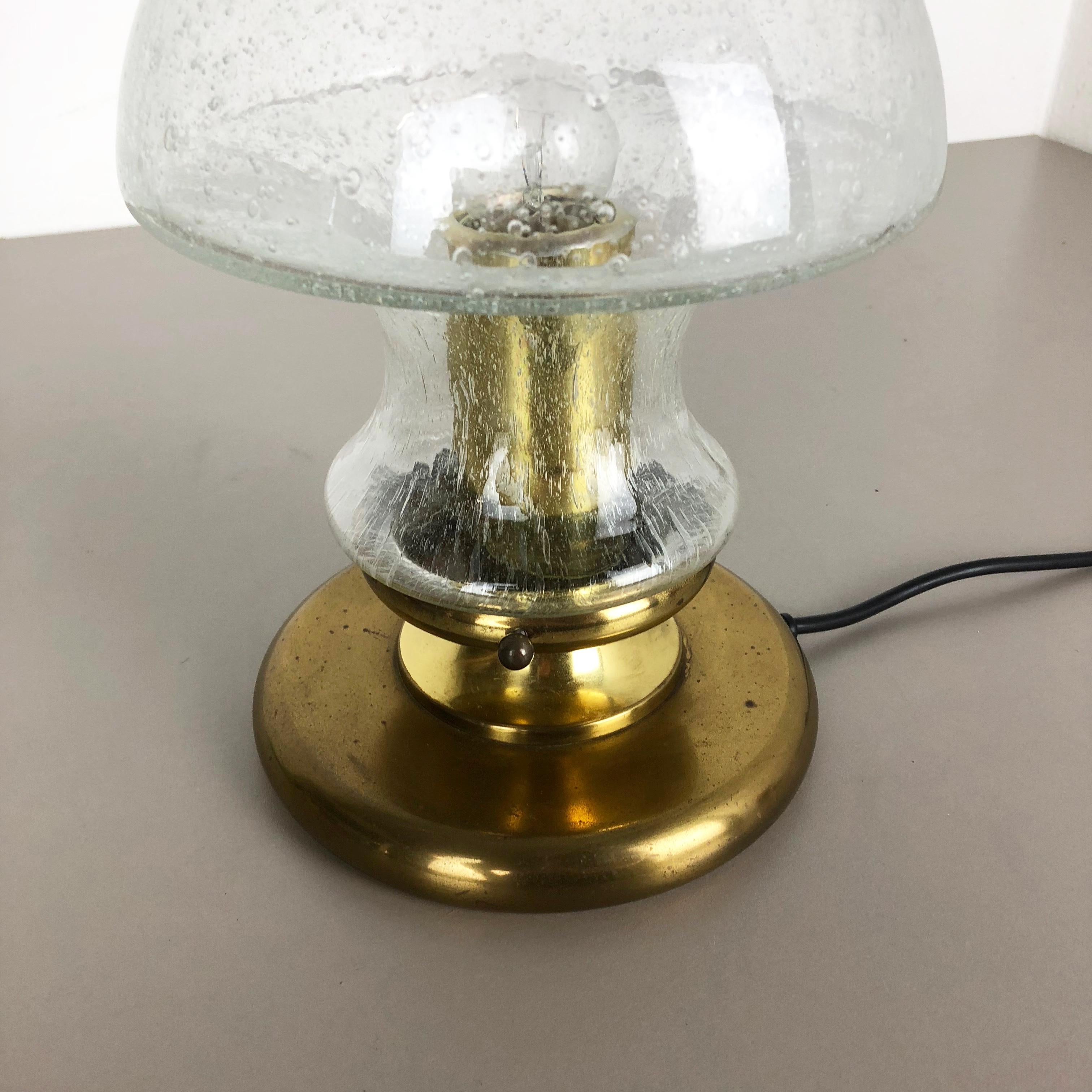 Modernist Glass and Brass Mushroom Table Light by Doria Lights, 1970s, Germany For Sale 4