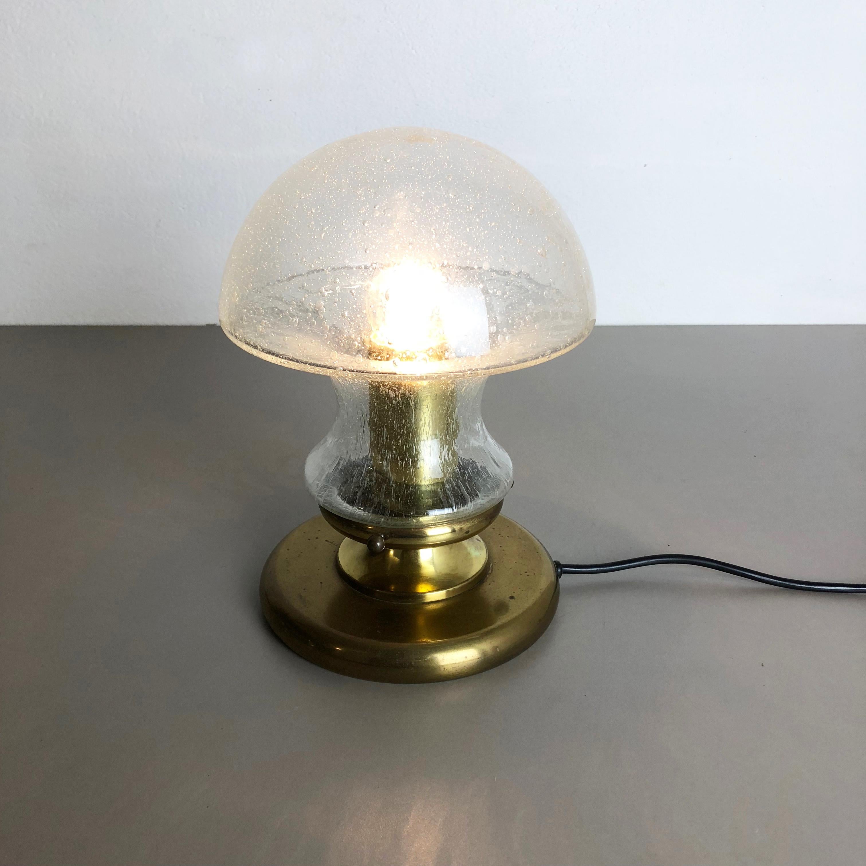 Modernist Glass and Brass Mushroom Table Light by Doria Lights, 1970s, Germany For Sale 7