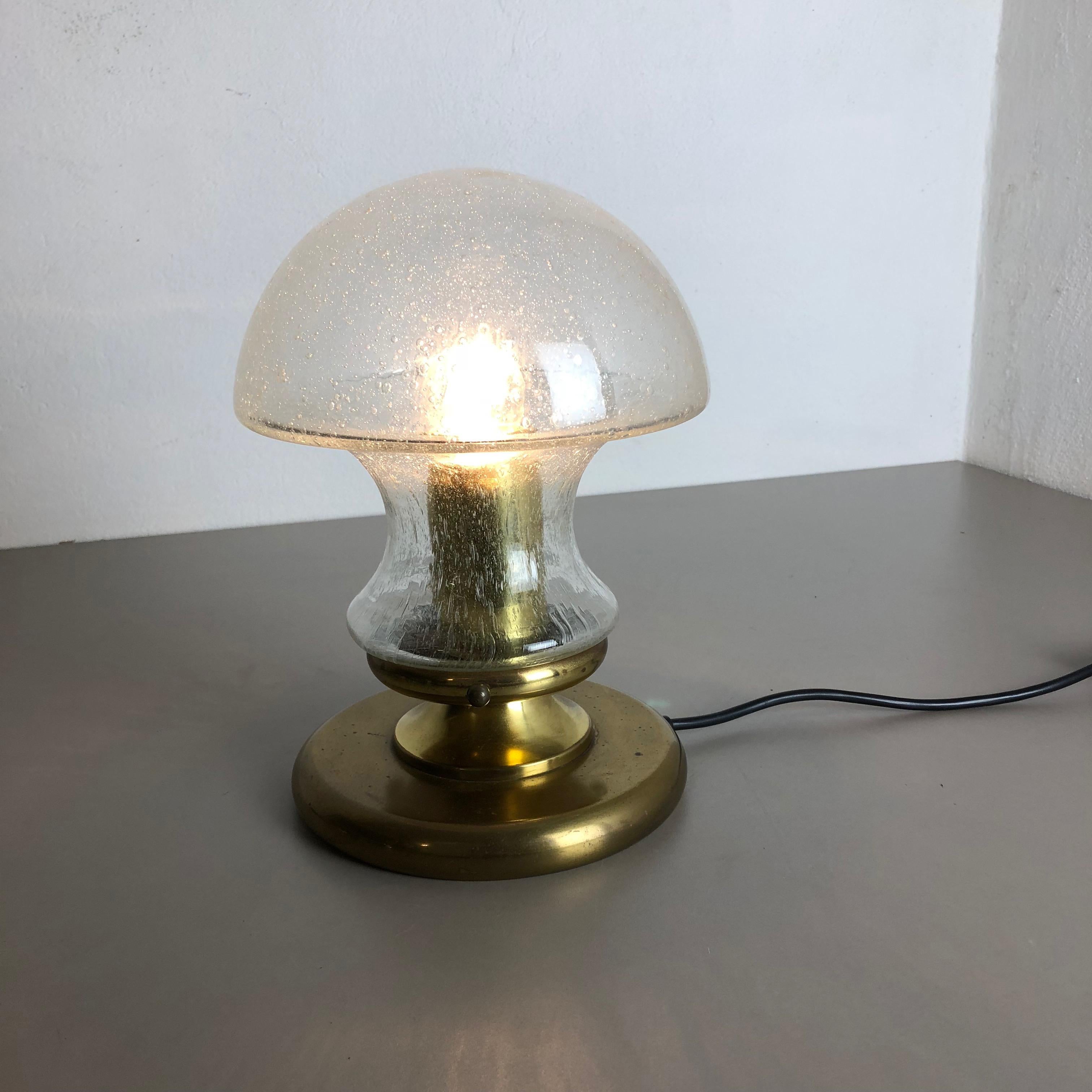 Modernist Glass and Brass Mushroom Table Light by Doria Lights, 1970s, Germany For Sale 8