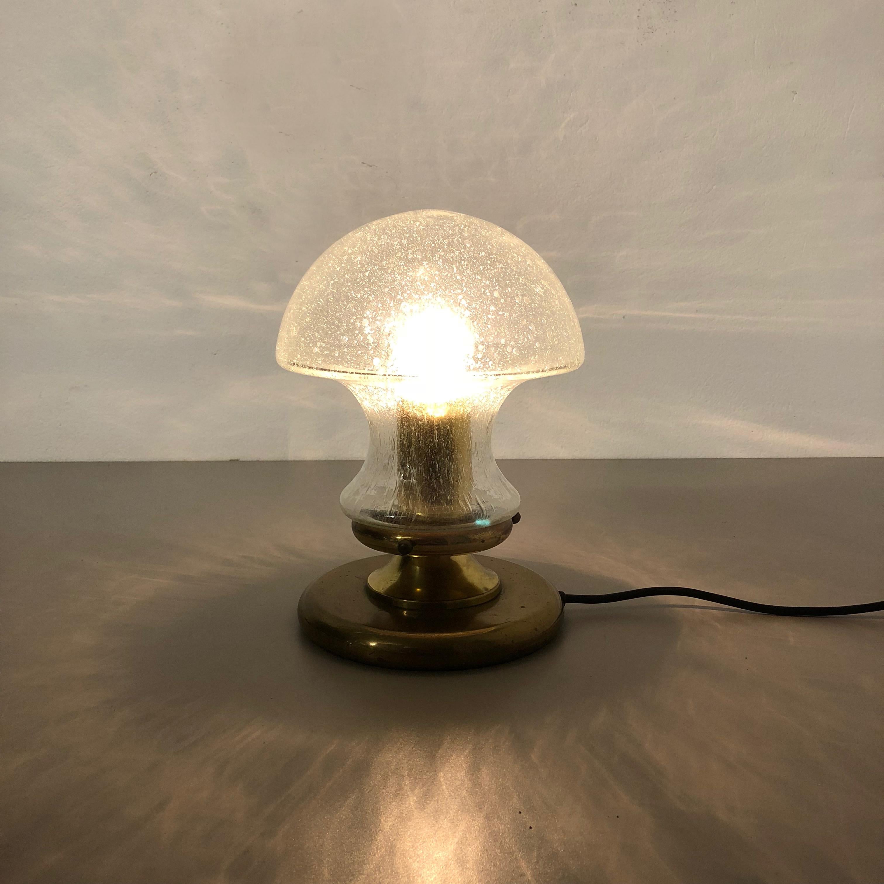 Modernist Glass and Brass Mushroom Table Light by Doria Lights, 1970s, Germany For Sale 9