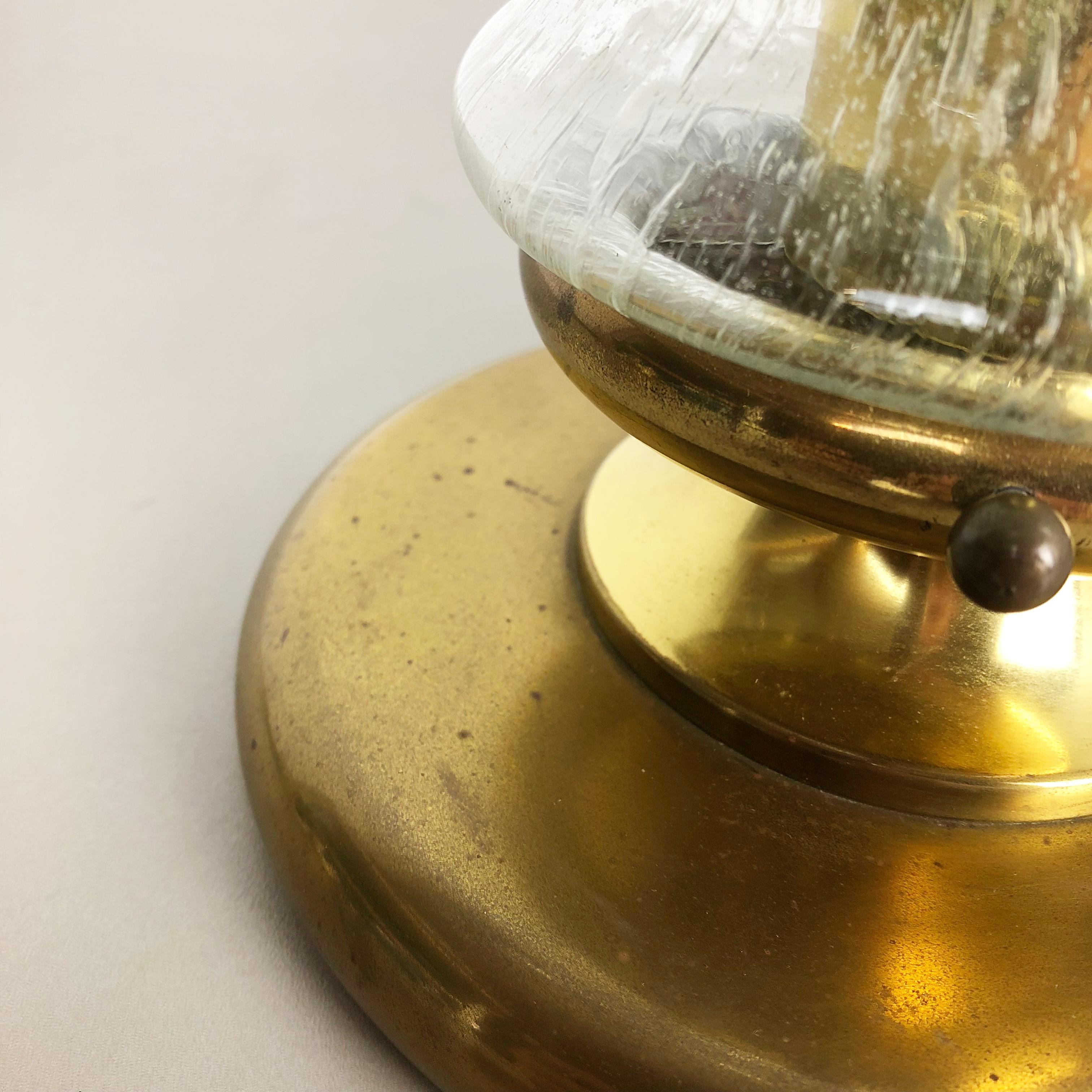 20th Century Modernist Glass and Brass Mushroom Table Light by Doria Lights, 1970s, Germany For Sale