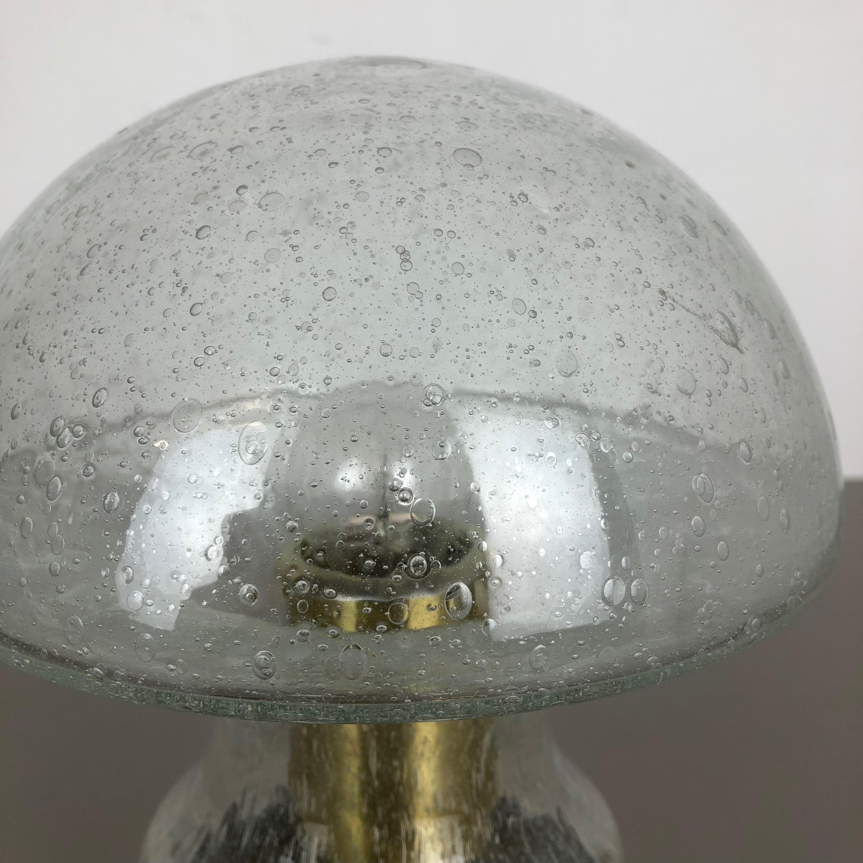 Modernist Glass and Brass Mushroom Table Light by Doria Lights, 1970s, Germany For Sale 2