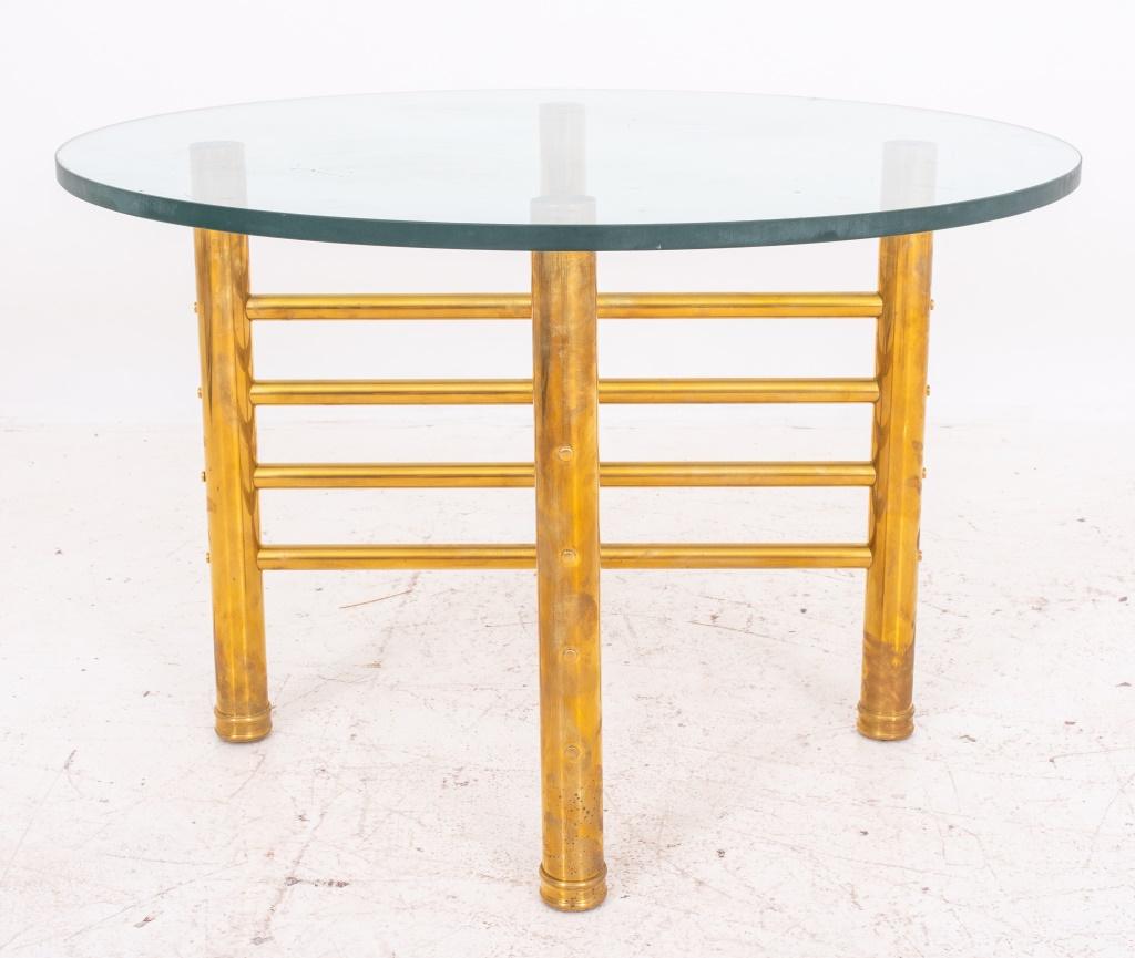 20th Century Modernist Glass and Brass Occasional Table For Sale