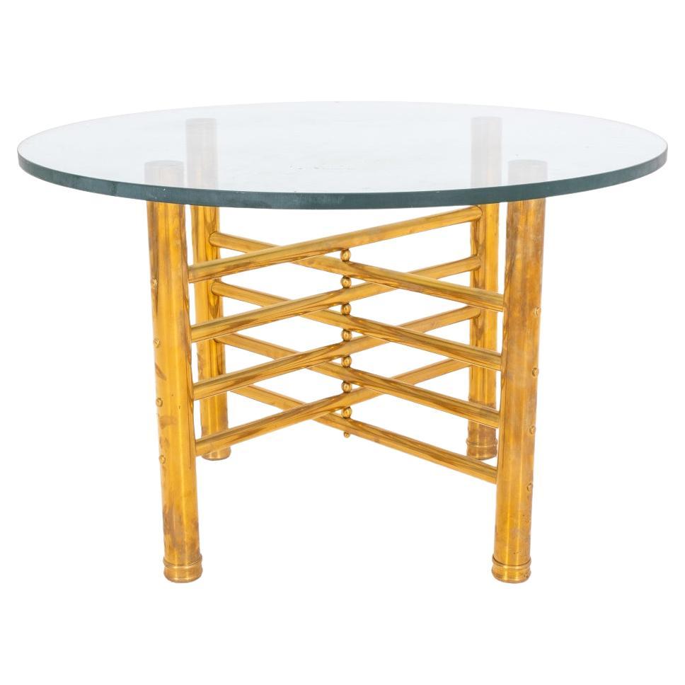 Modernist Glass and Brass Occasional Table For Sale