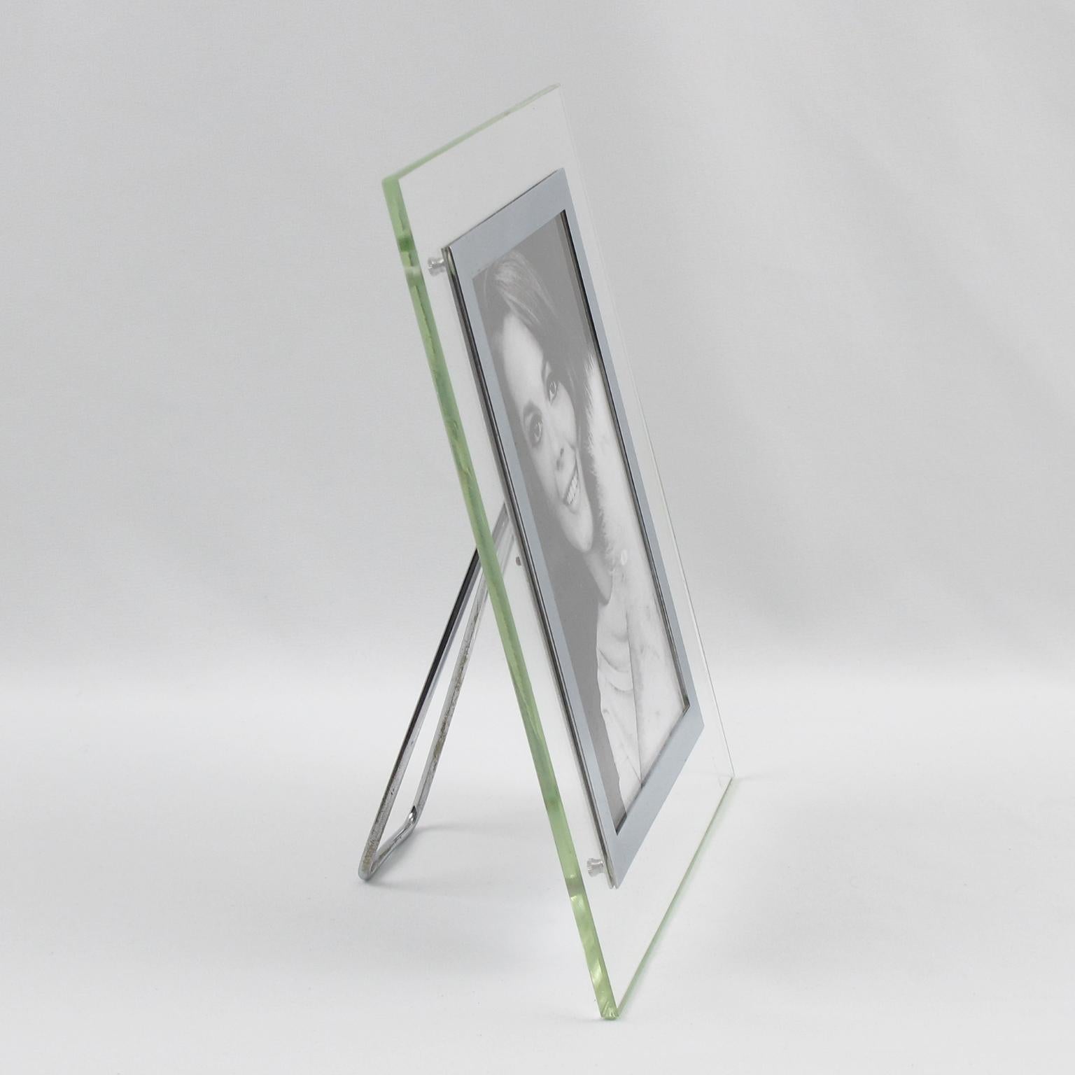 Modernist Glass and Metal Picture Frame, circa 1940 In Good Condition For Sale In Atlanta, GA