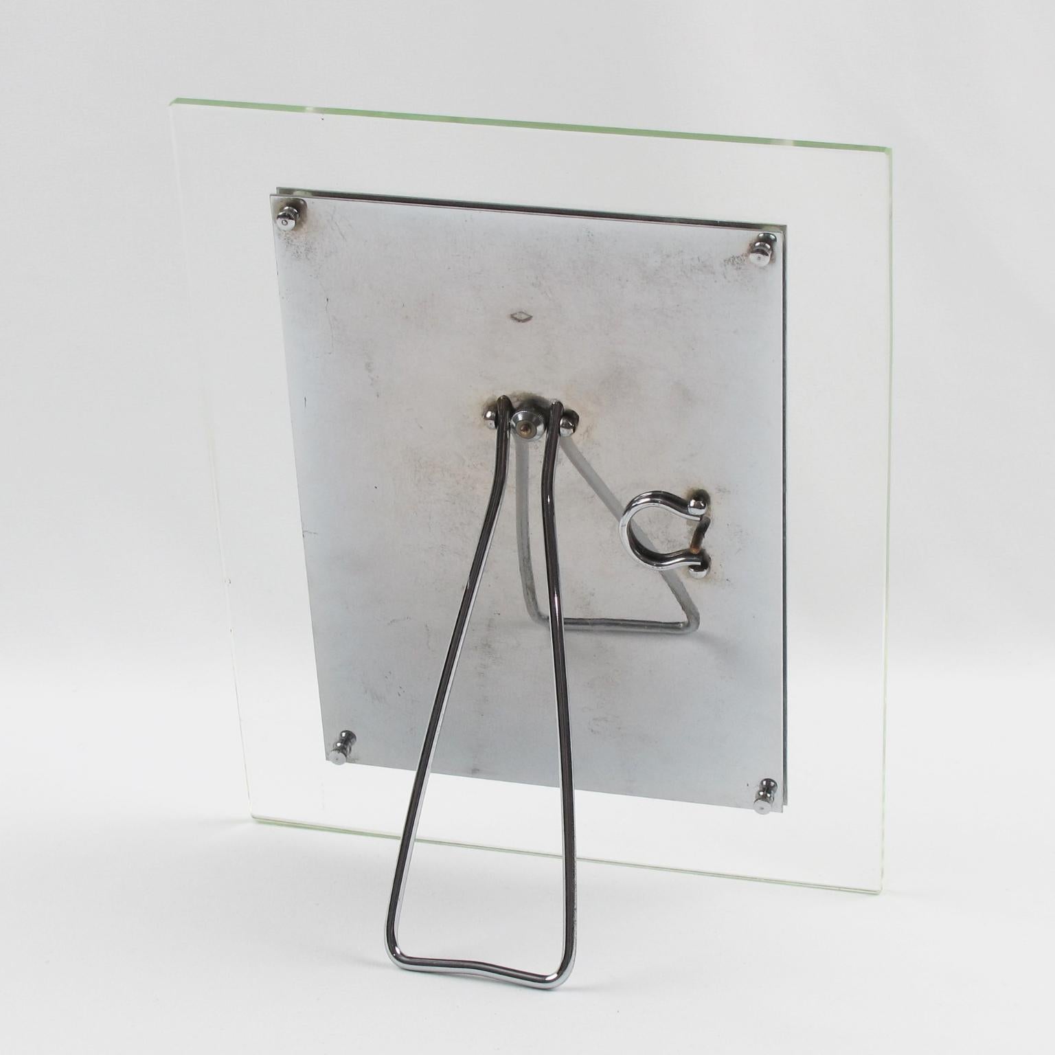 Mid-20th Century Modernist Glass and Metal Picture Frame, circa 1940 For Sale