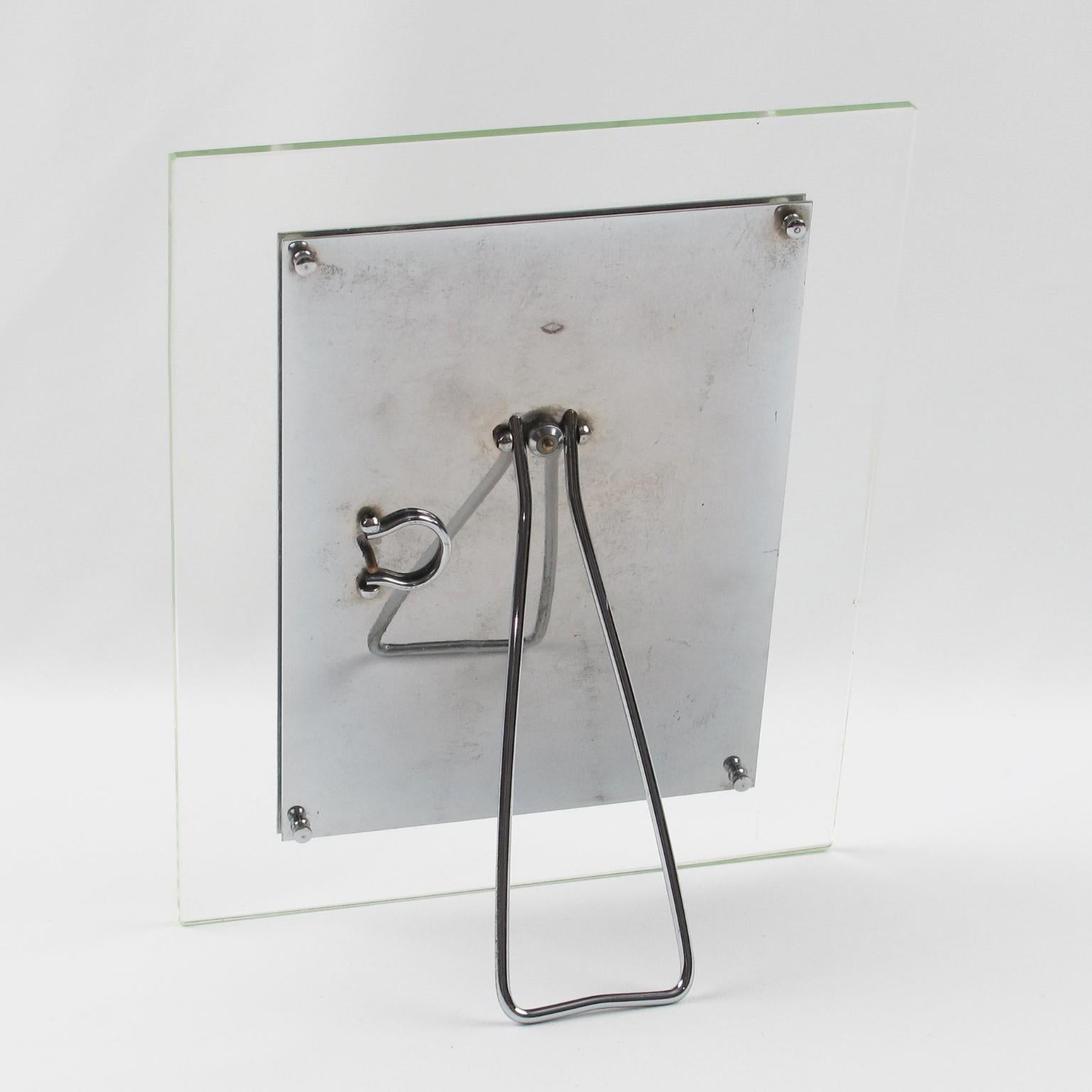 Modernist Glass and Metal Picture Frame, circa 1940 For Sale 2