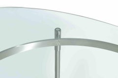 Modernist Glass and Steel Occasional Table on Castors - Italy - 1970s