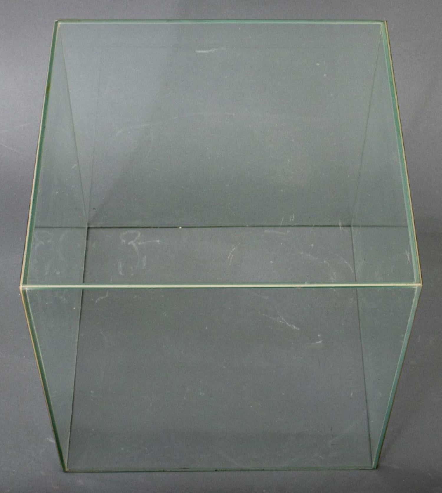 
The dimensions for the Modernist glass cube side or end table are:

Height: 15