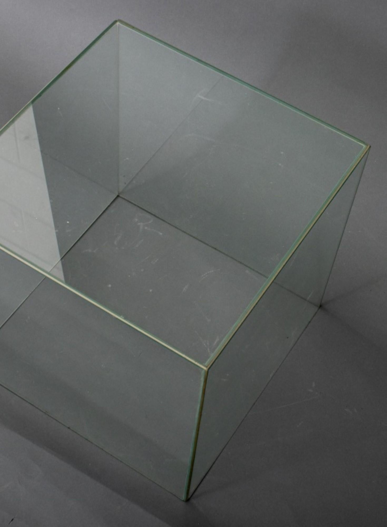 American Modernist Glass Cube Side Table For Sale