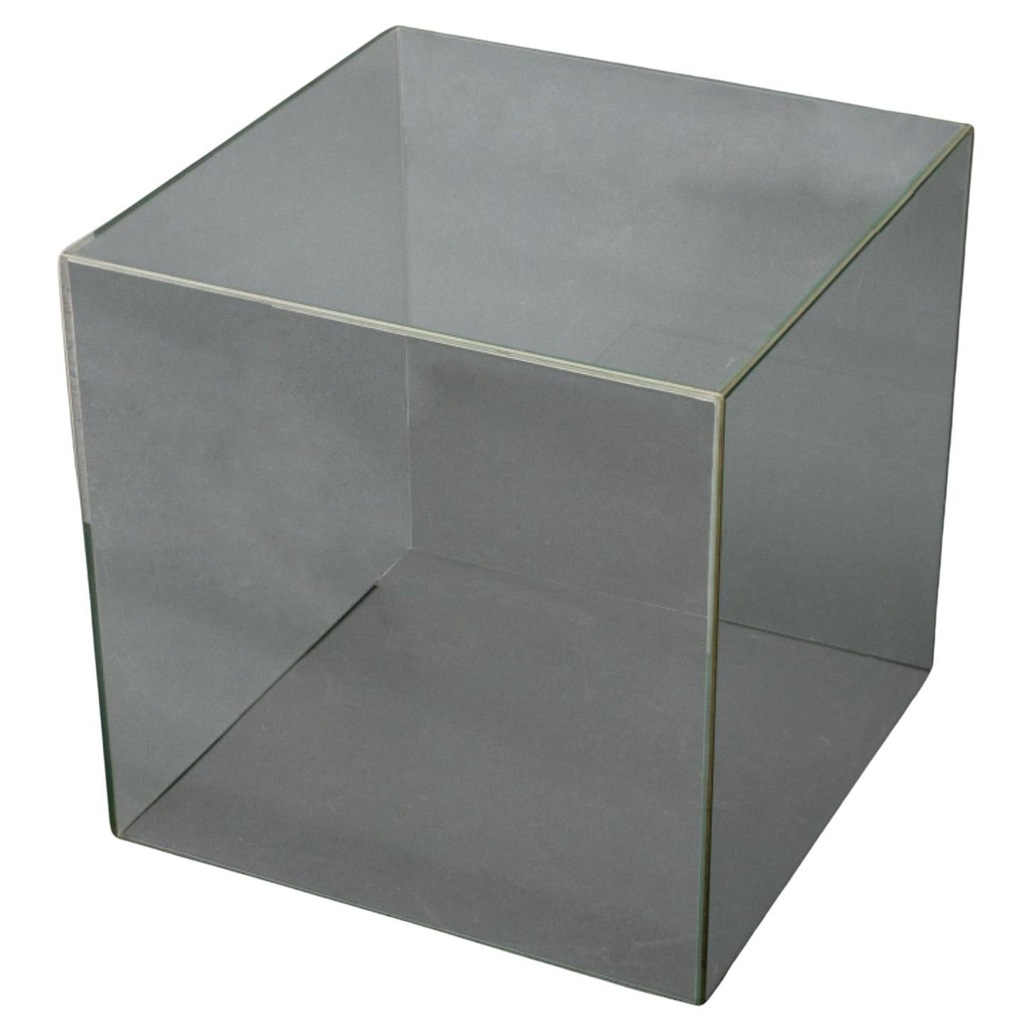 Modernist Glass Cube Side Table For Sale