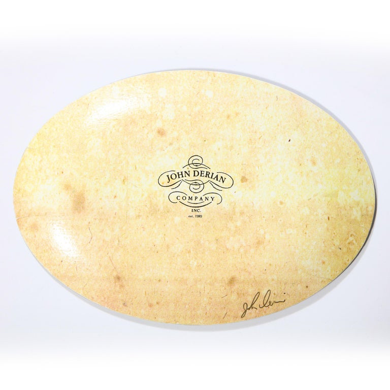 Modernist Glass Decoupage VidePoche/ Tray w/ Sea Life Signed by John