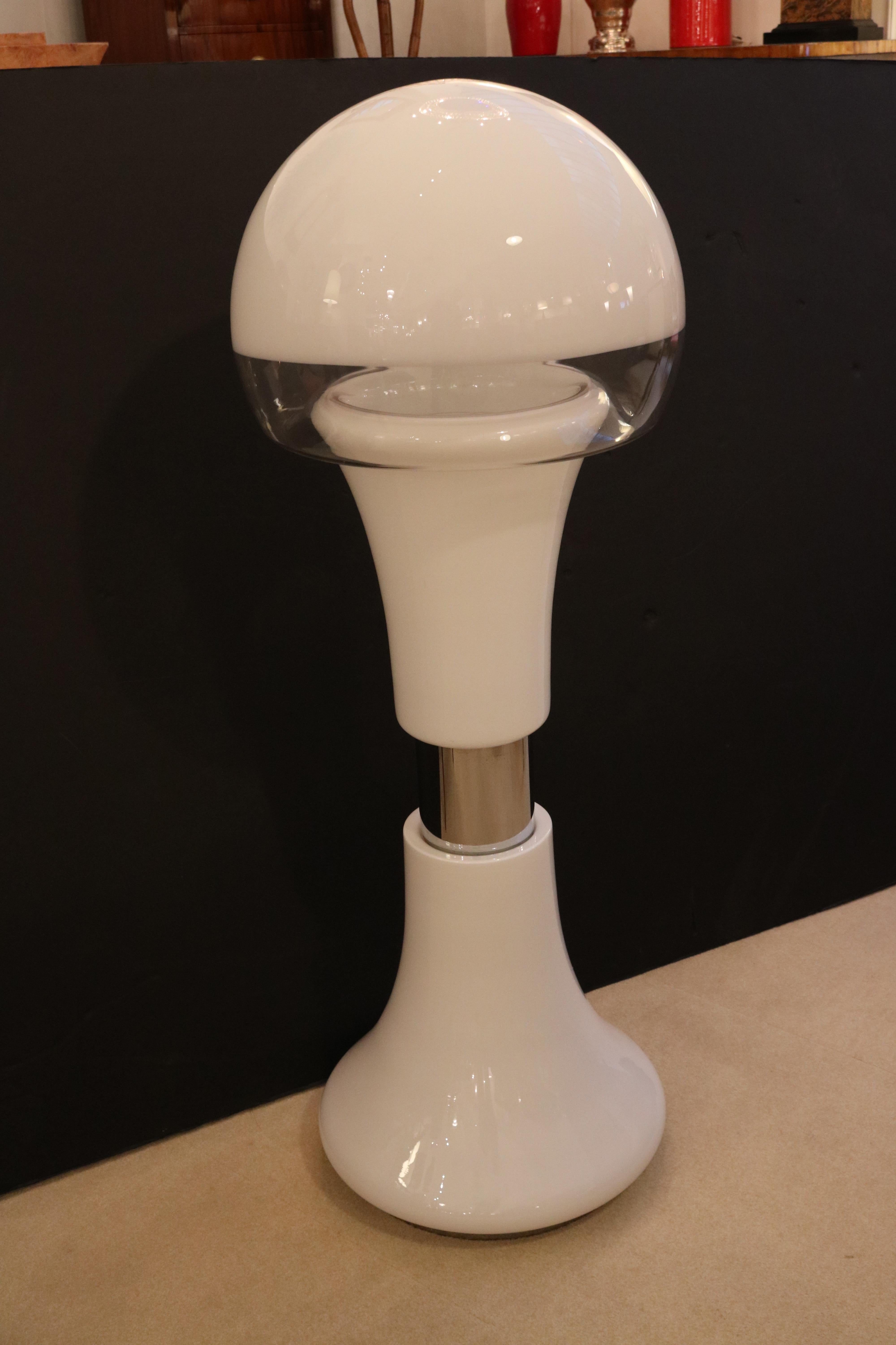 Late 20th Century Modernist Glass Floor Lamp For Sale