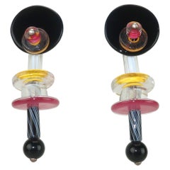 Modernist Glass Kinetic Earrings, 1960's