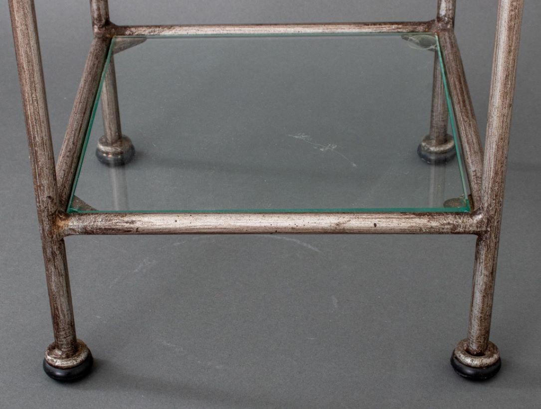 20th Century Modernist Glass Mounted Silvered Metal Side Table