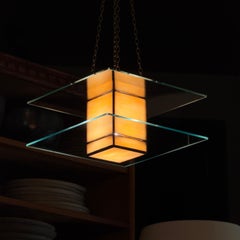 Lampe suspendue moderniste en verre de Thomas S. Tait, années 1930