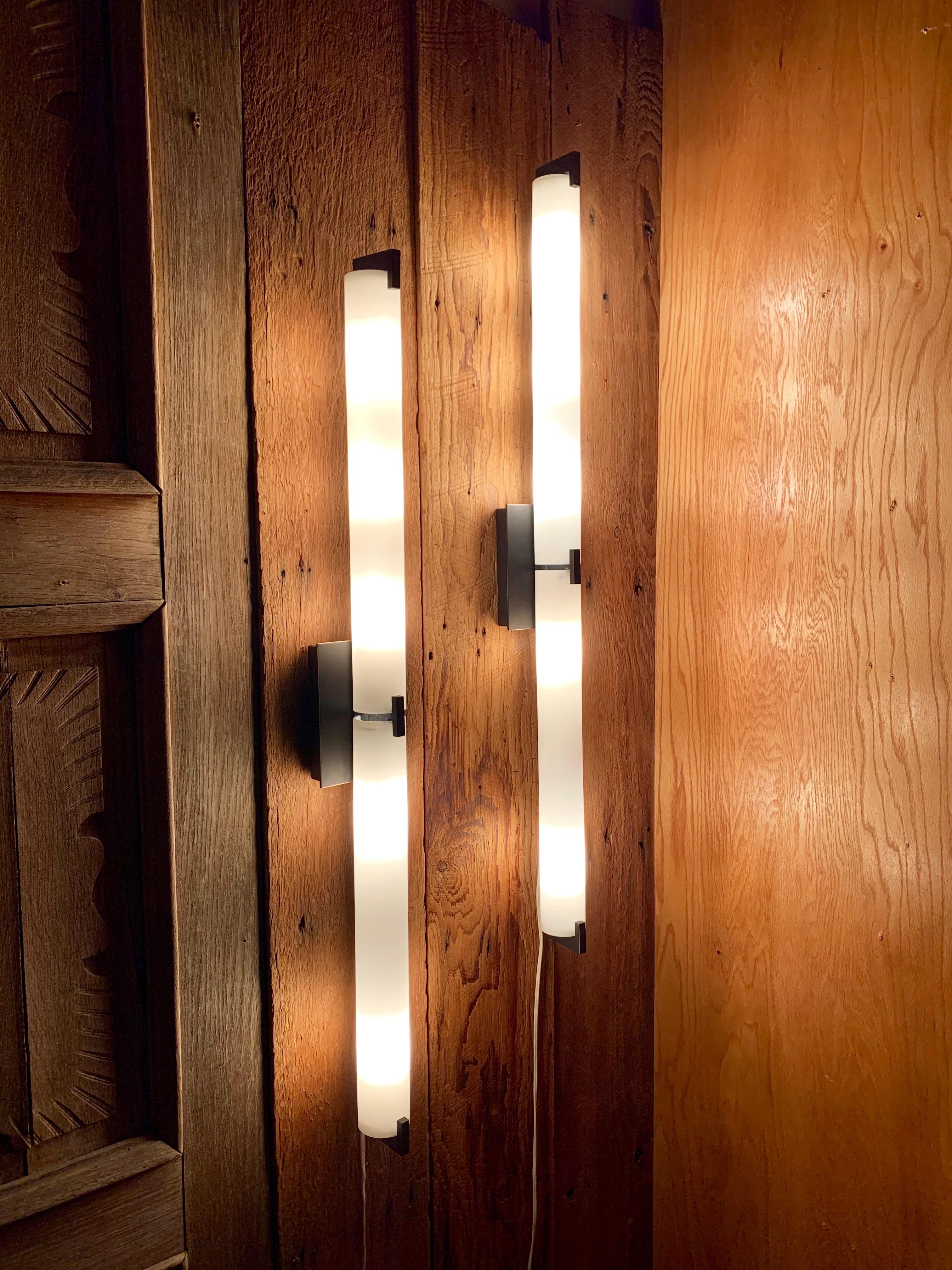 20th Century Modernist Glass Tube Sconces For Sale