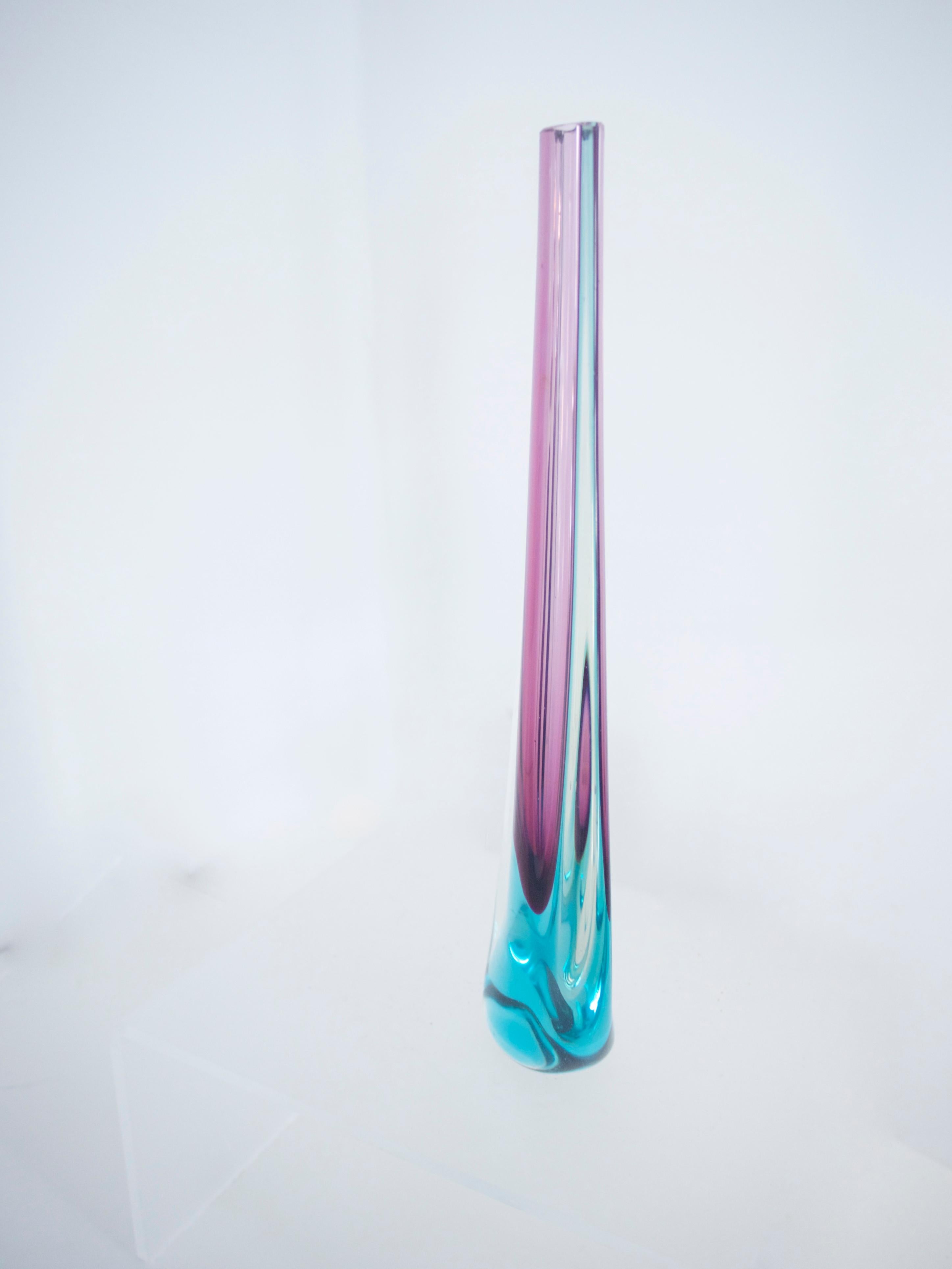 Art Glass Modernist Glass Vases Murano Teardrop by Ferro and 'Block' Vase by Nuutajarvi For Sale