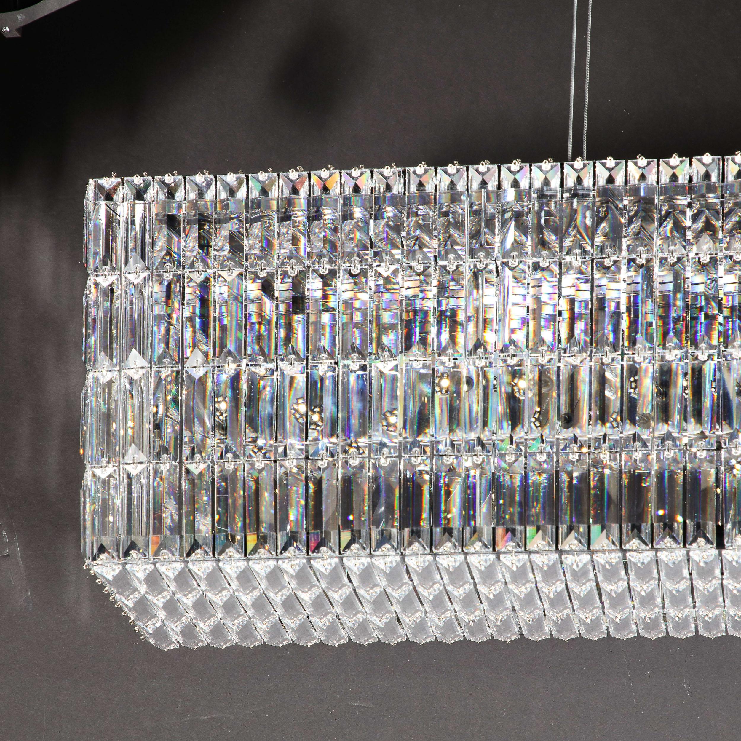 Modernist Glitterbox Chandelier in Crystal and Polished Chrome by Swarovski For Sale 5