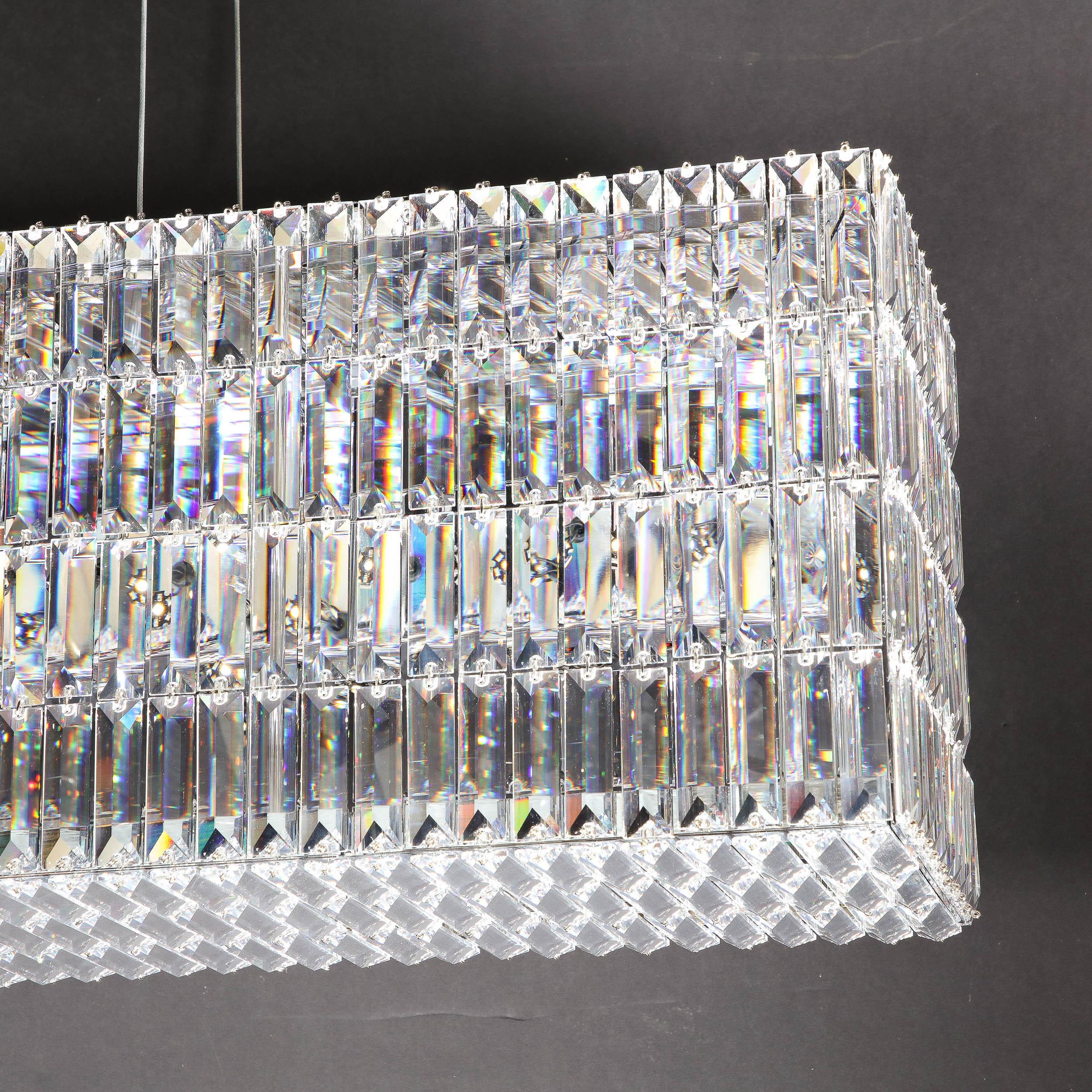 Lustre moderniste en forme de boîte à paillettes en cristal et chrome poli par Swarovski en vente 6