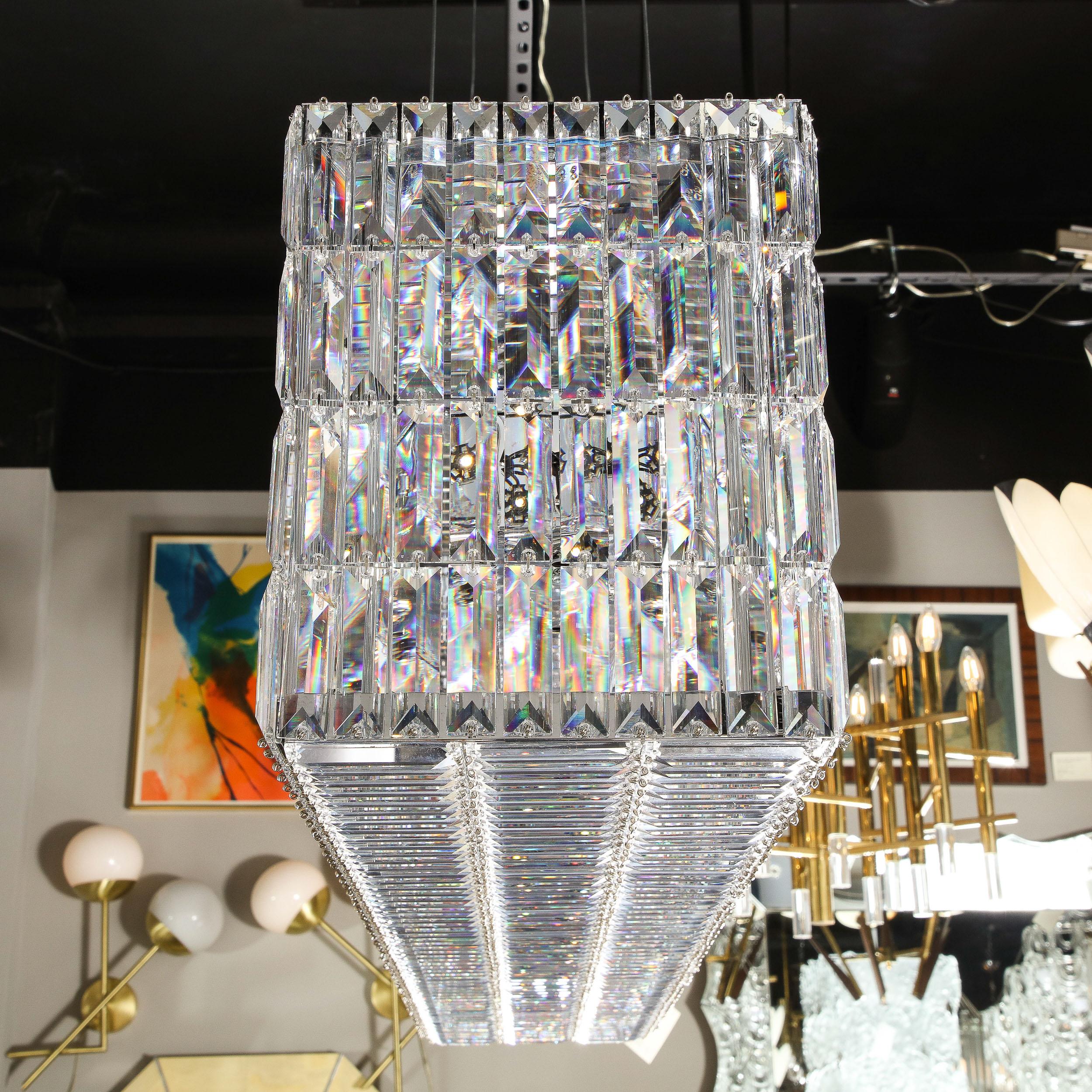 Lustre moderniste en forme de boîte à paillettes en cristal et chrome poli par Swarovski en vente 9