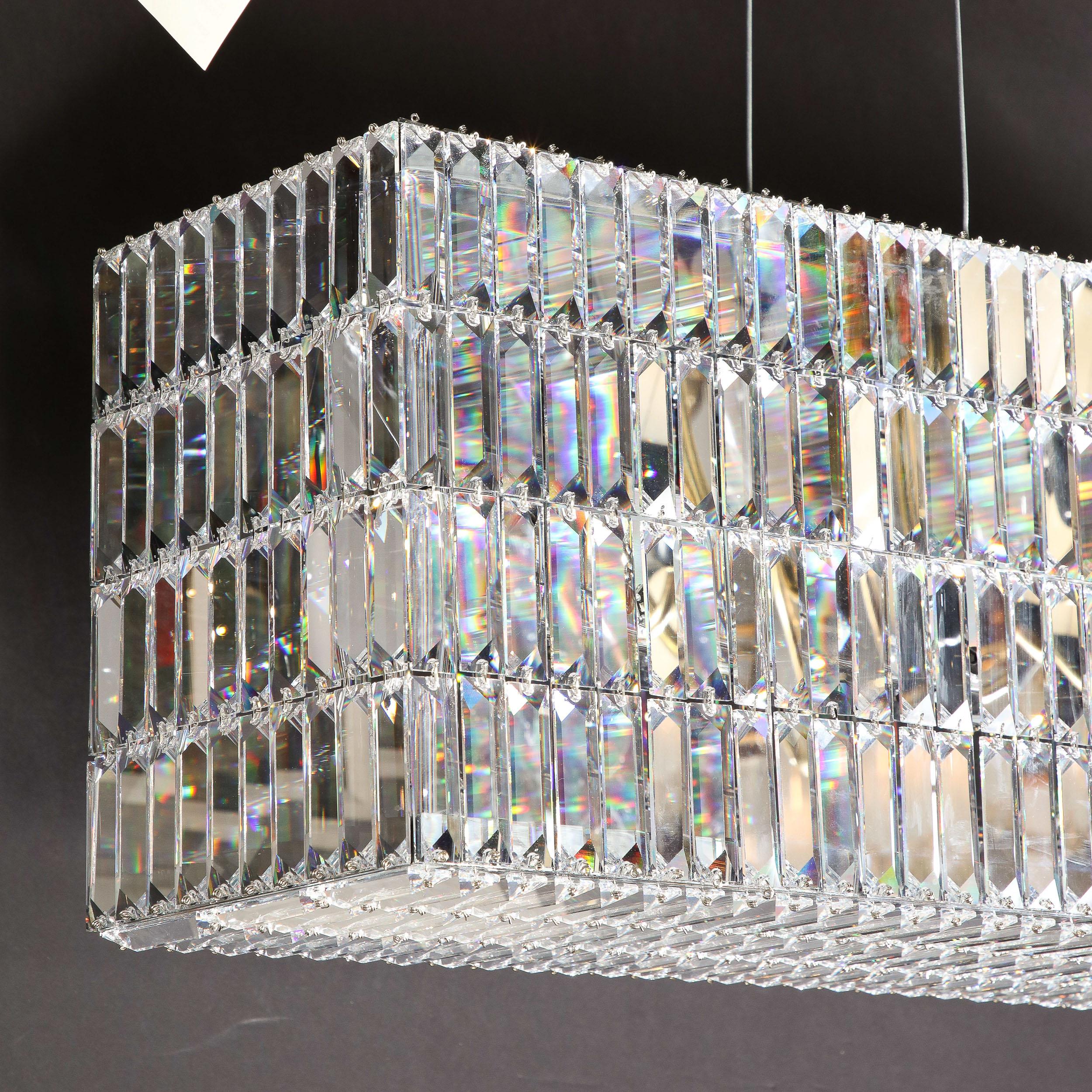 Lustre moderniste en forme de boîte à paillettes en cristal et chrome poli par Swarovski en vente 11