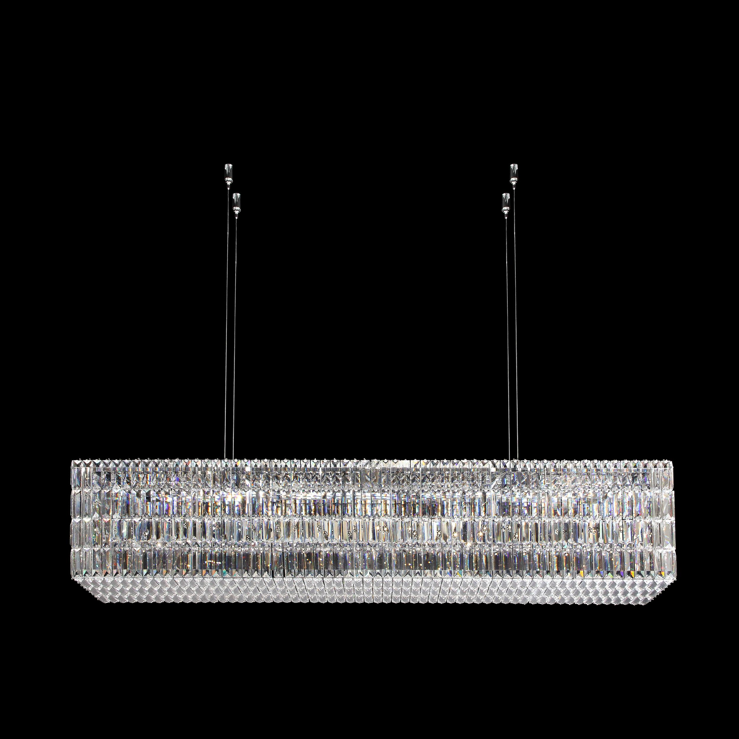 Austrian Modernist Glitterbox Chandelier in Crystal and Polished Chrome by Swarovski For Sale