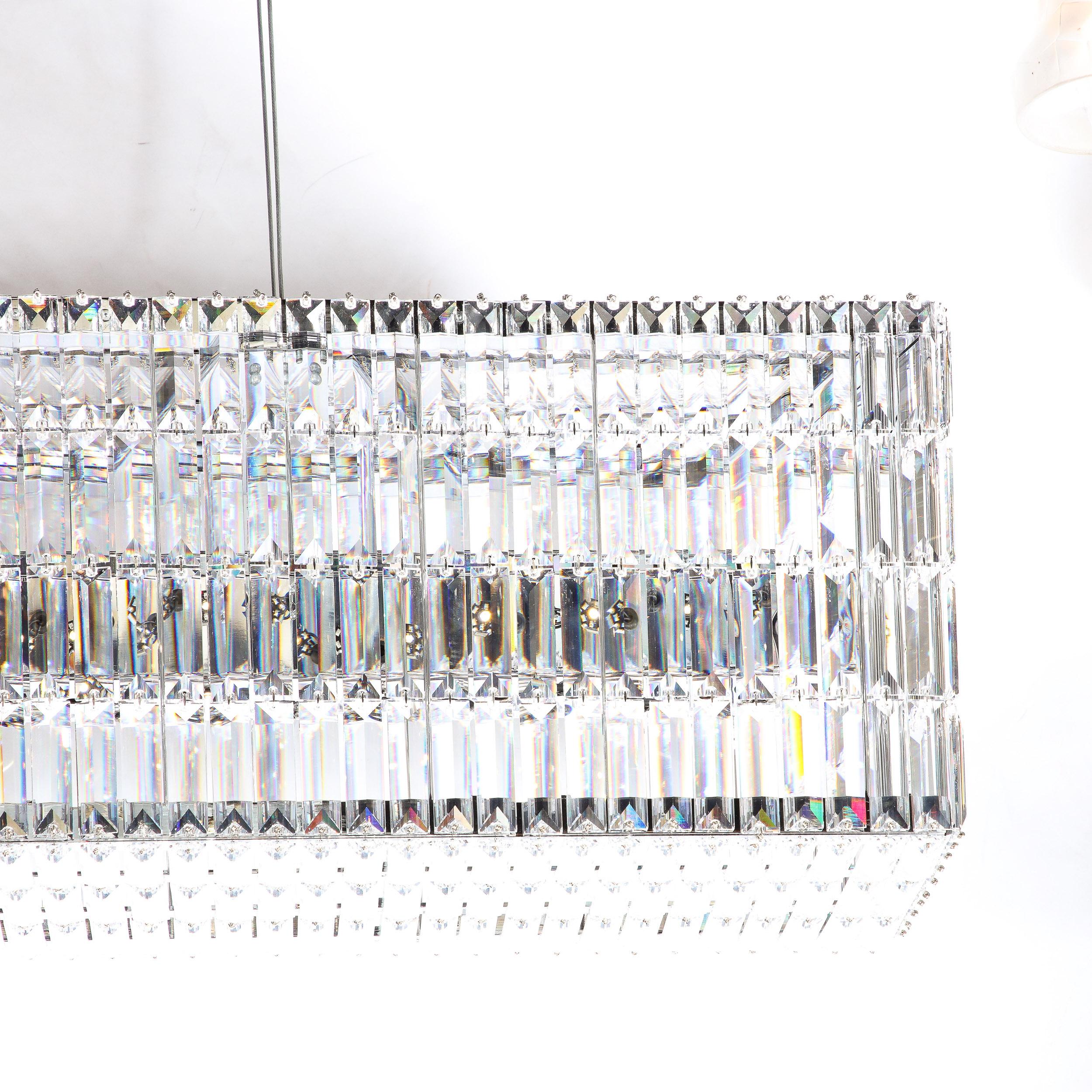 Modernist Glitterbox Chandelier in Crystal and Polished Chrome by Swarovski For Sale 1