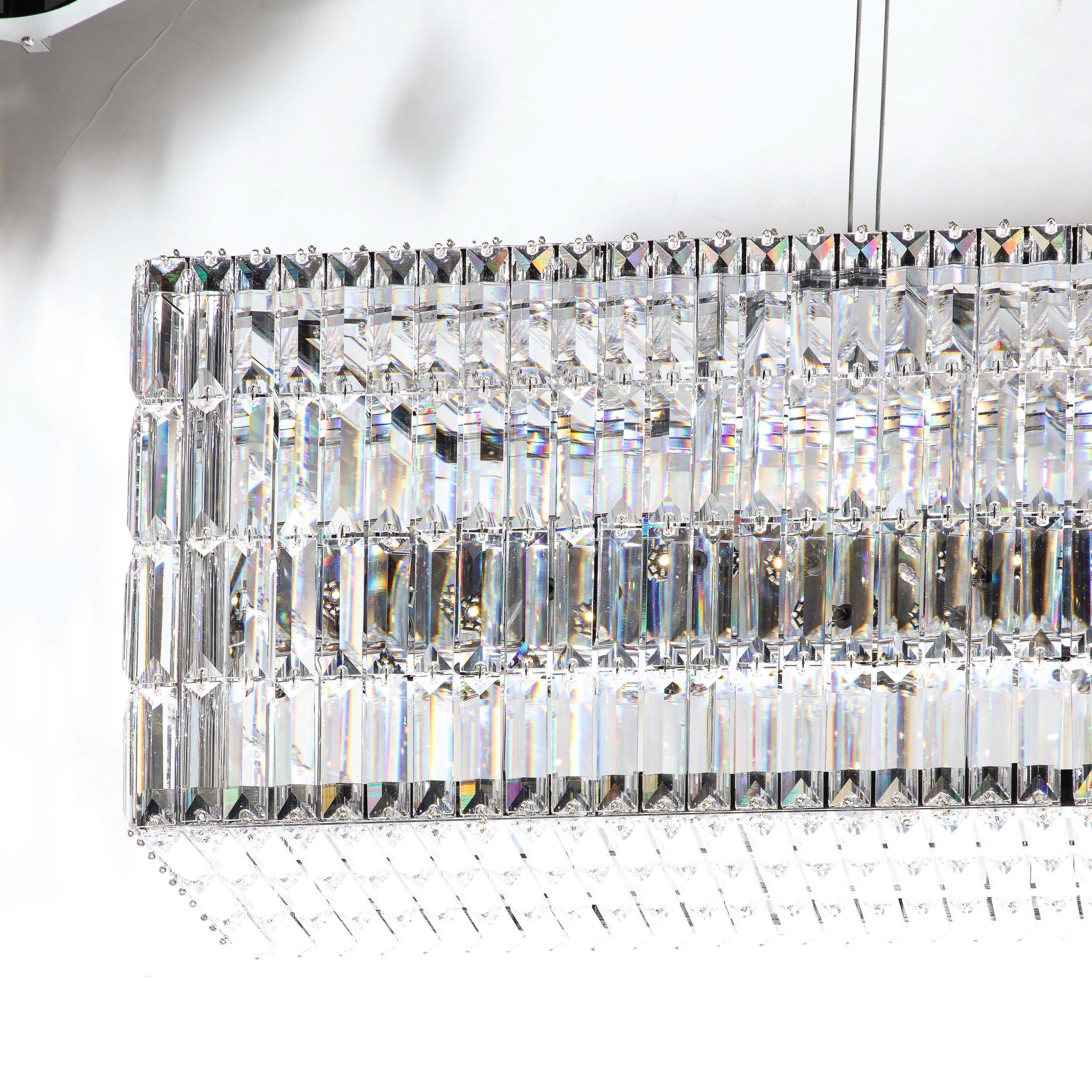 Lustre moderniste en forme de boîte à paillettes en cristal et chrome poli par Swarovski en vente 1