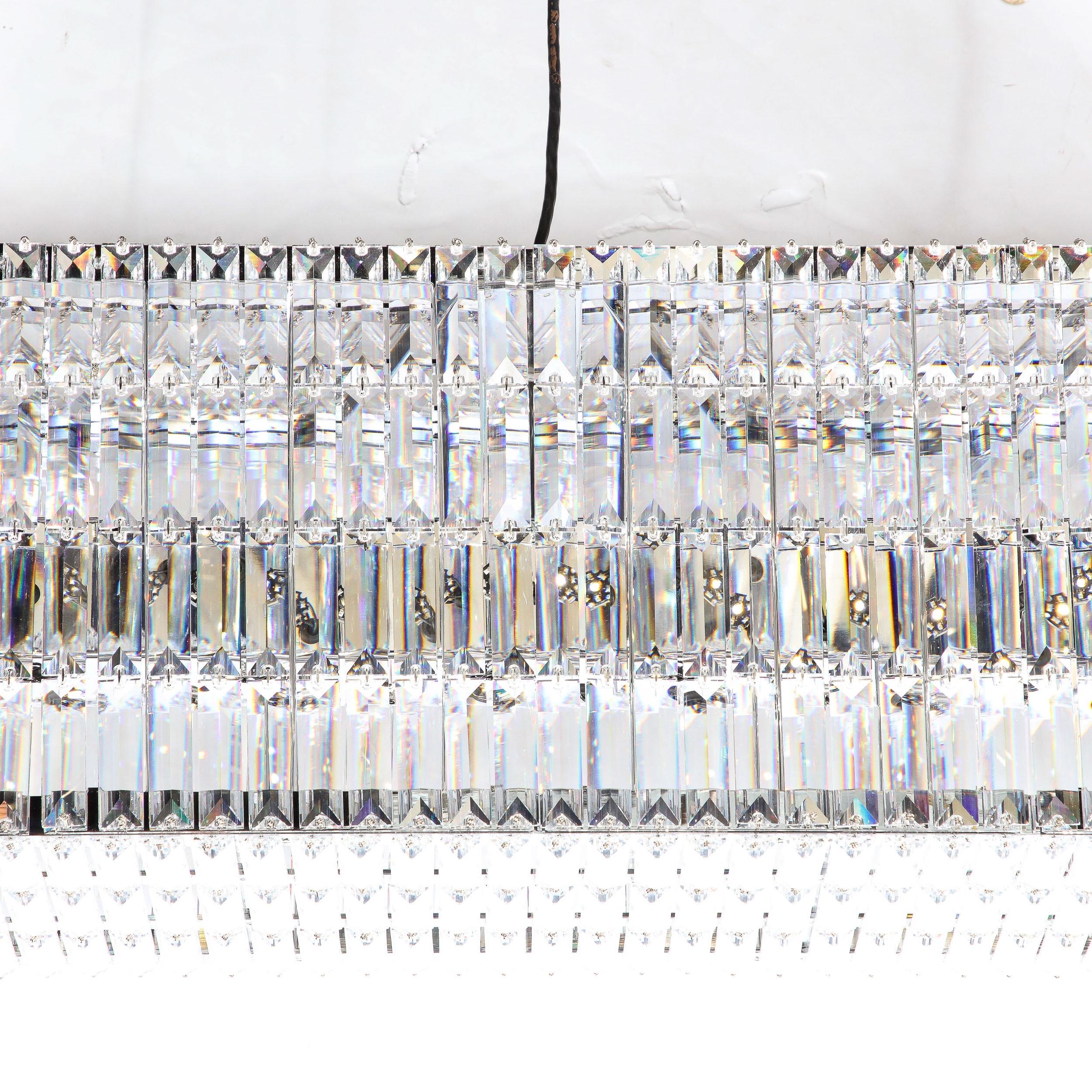 Lustre moderniste en forme de boîte à paillettes en cristal et chrome poli par Swarovski en vente 2