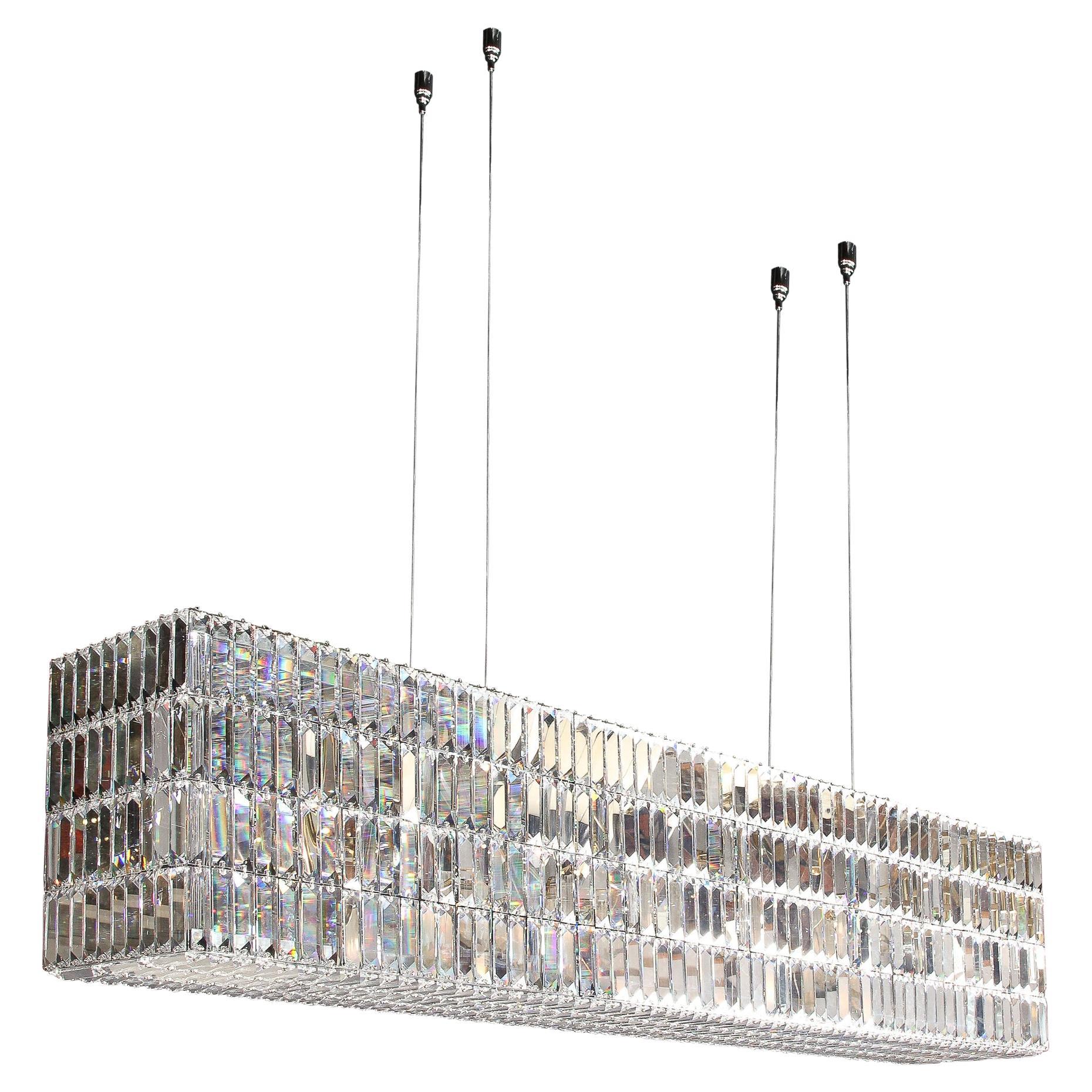 Modernist Glitterbox Chandelier in Crystal and Polished Chrome by Swarovski For Sale