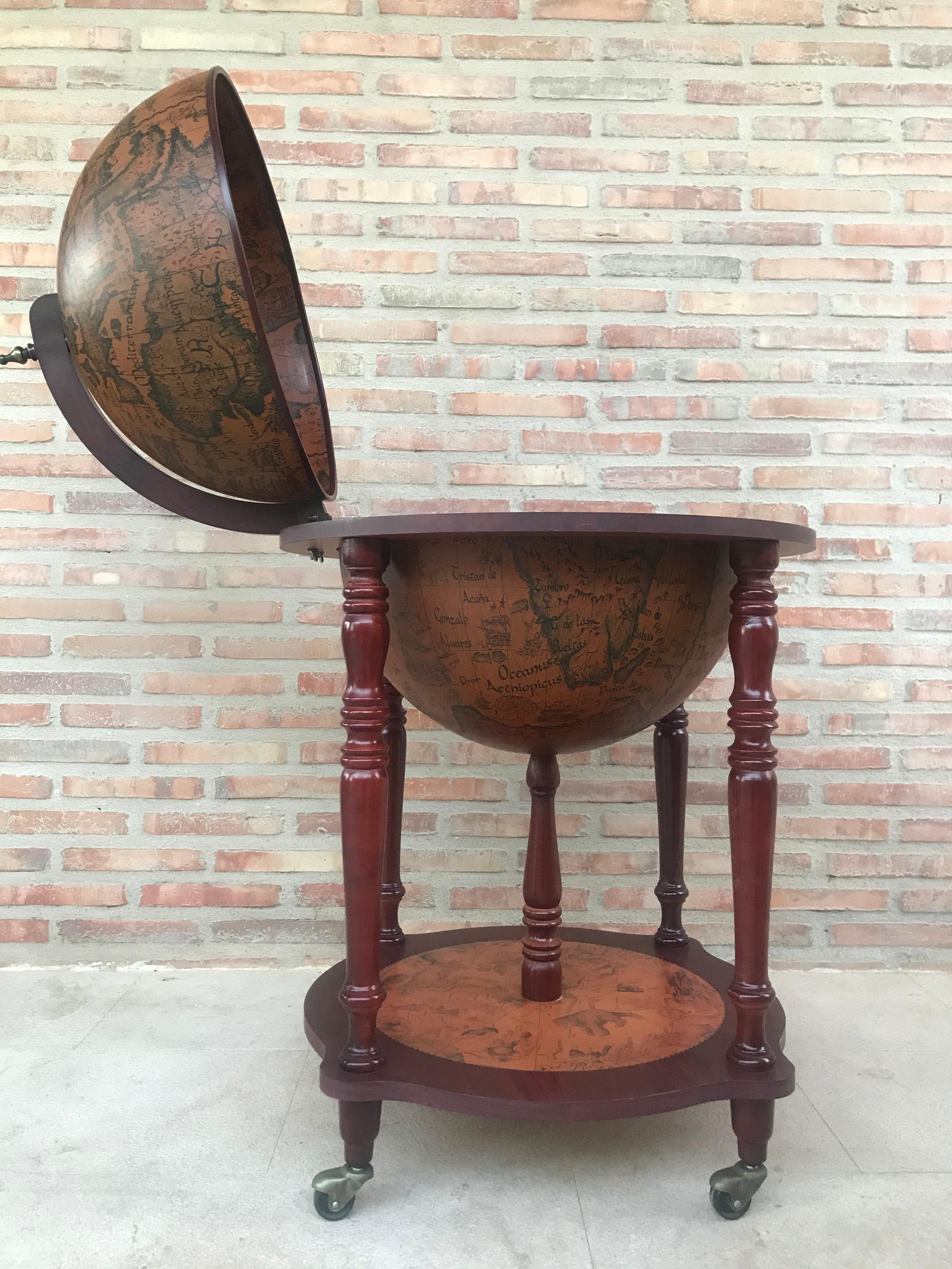 Modernist Globe Cocktail Cabinet Dry Bar Midcentury In Good Condition In Miami, FL