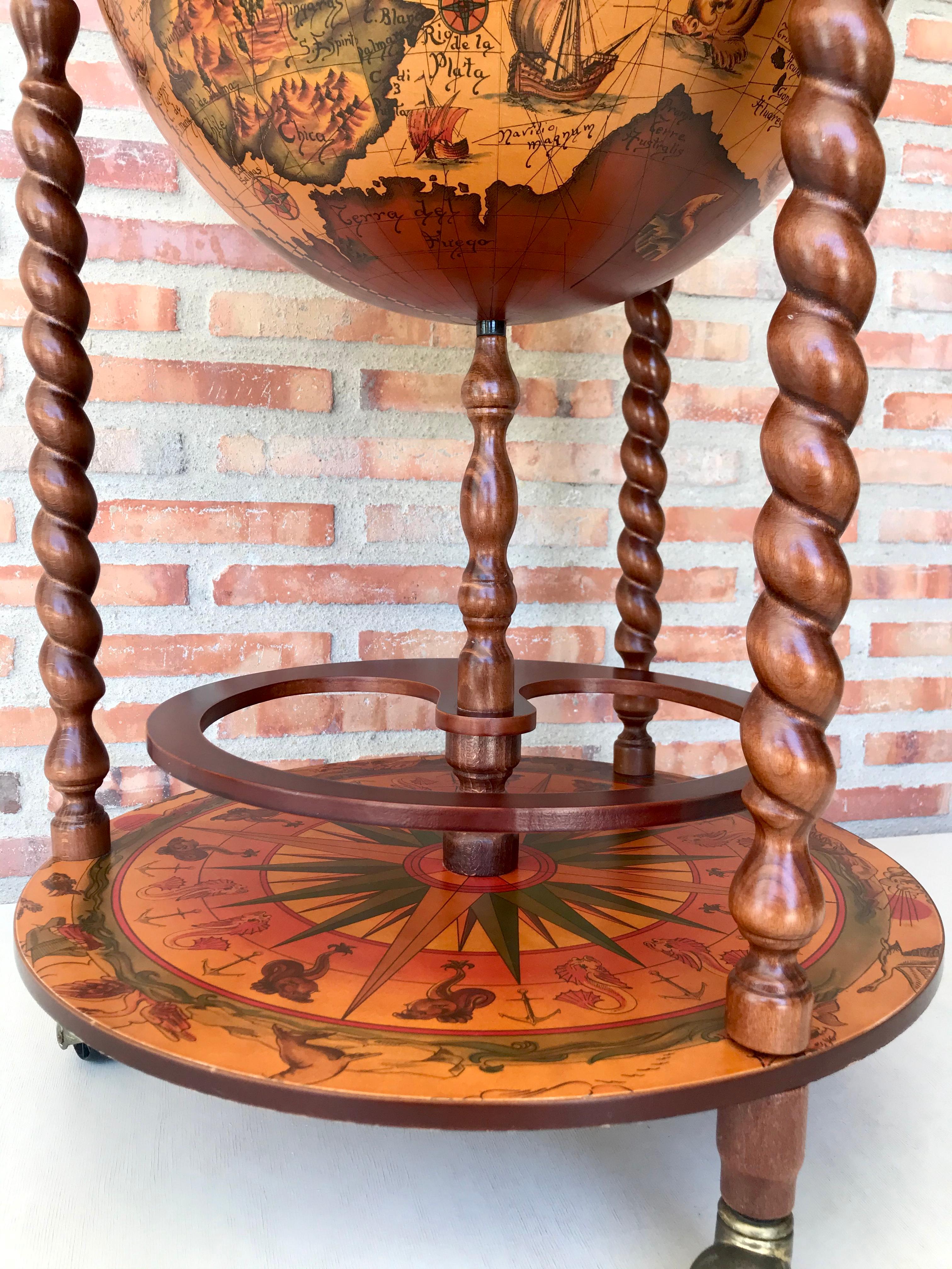 Modernist Globe Cocktail Cabinet Dry Bar with Turned Legs 7