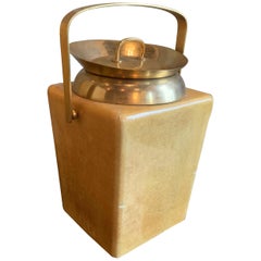 Modernist Goatskin and Brass Ice Bucket by Aldo Tura