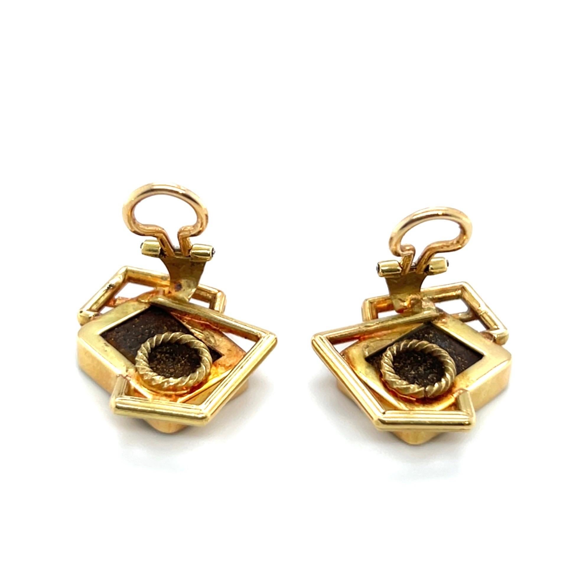 Women's Modernist Gold and Opal Ear Clips For Sale