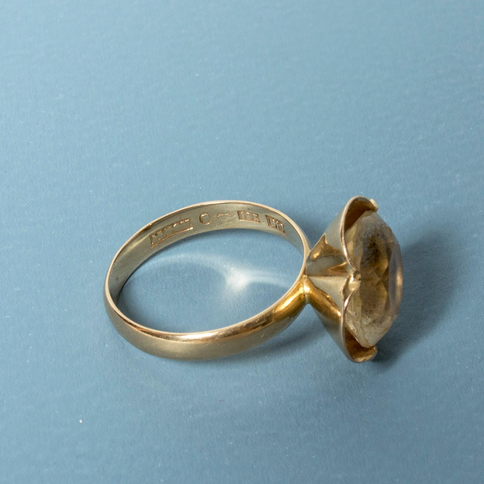 Modernist Gold and Rock Crystal Ring from Alton, Sweden, 1976 1