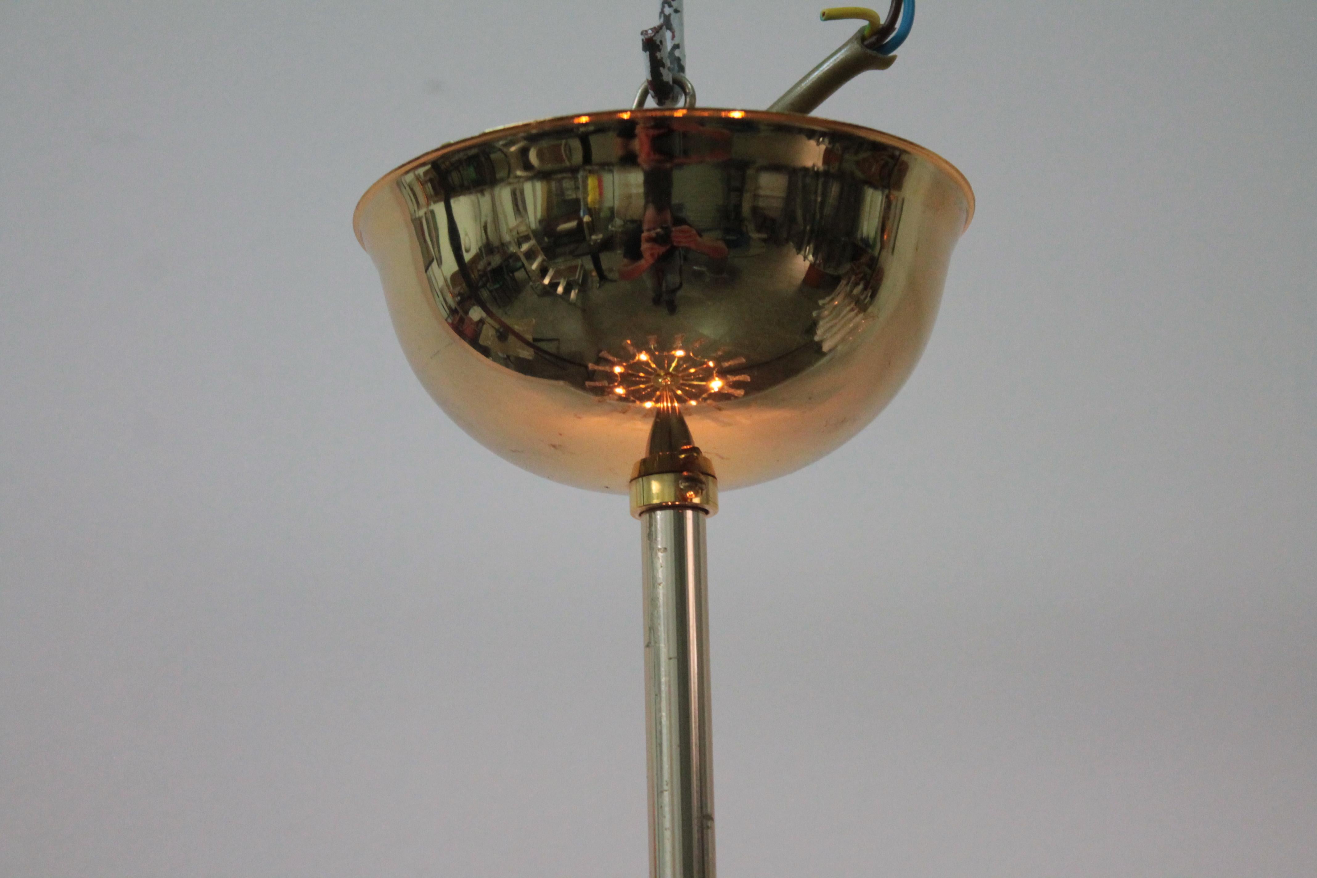 Modernist Gold Ceiling Lamp Sciolari 1970s Stilkronen Art Glass For Sale 4