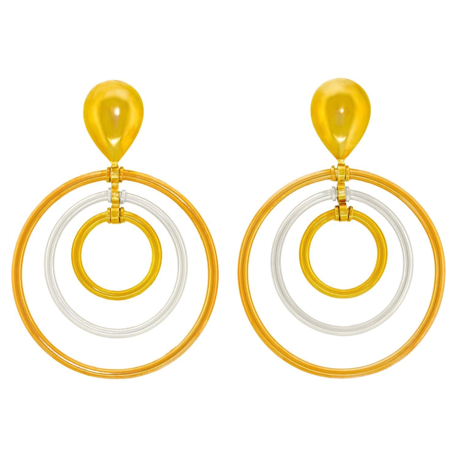 Modernist Gold Chandelier Earrings For Sale