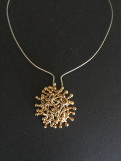 Modernist Gold on Bronze Pendant Necklace by Ibram Lassaw