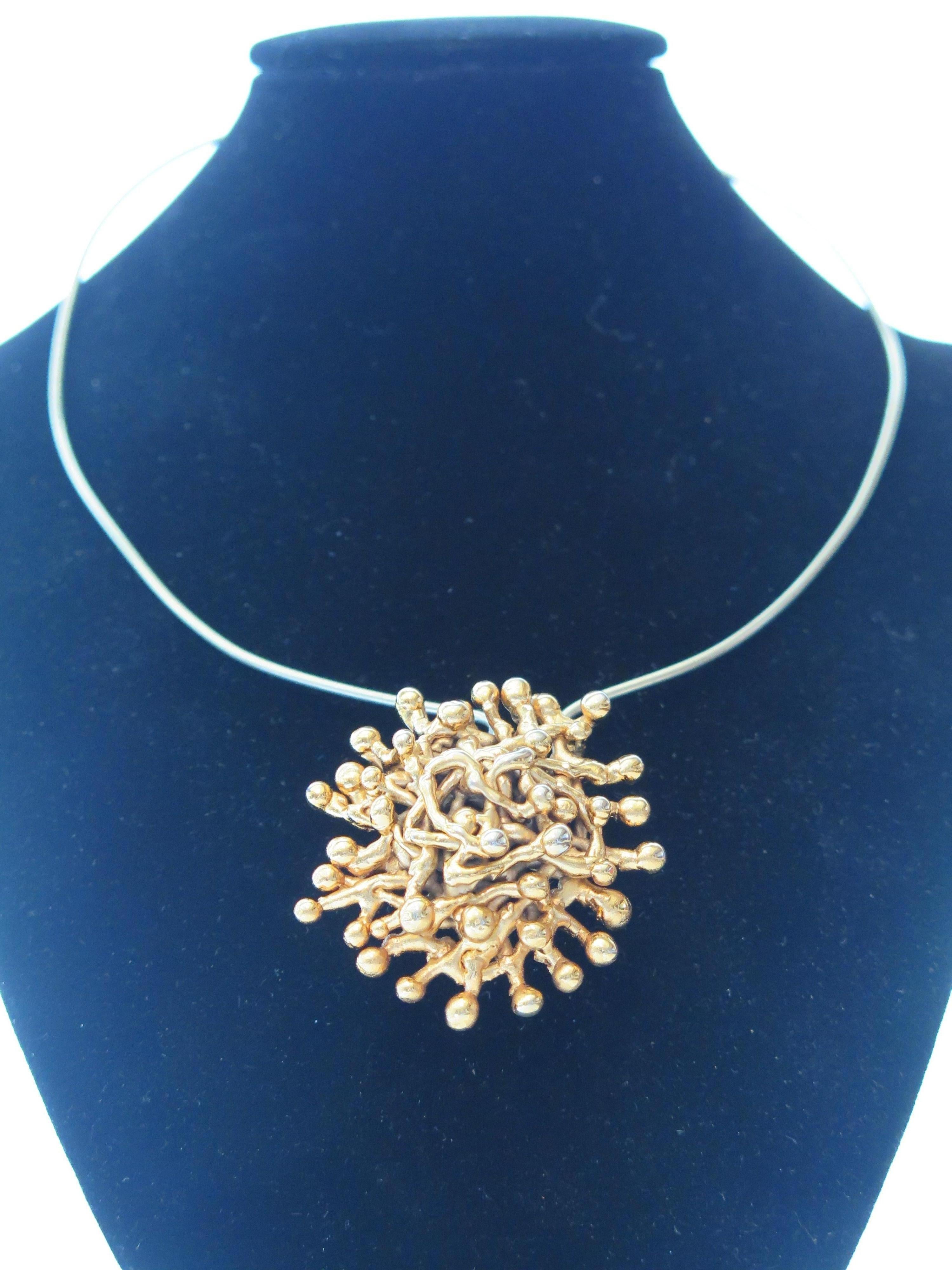 Modernist Gold on Bronze Pendant Necklace by Ibram Lassaw For Sale 1