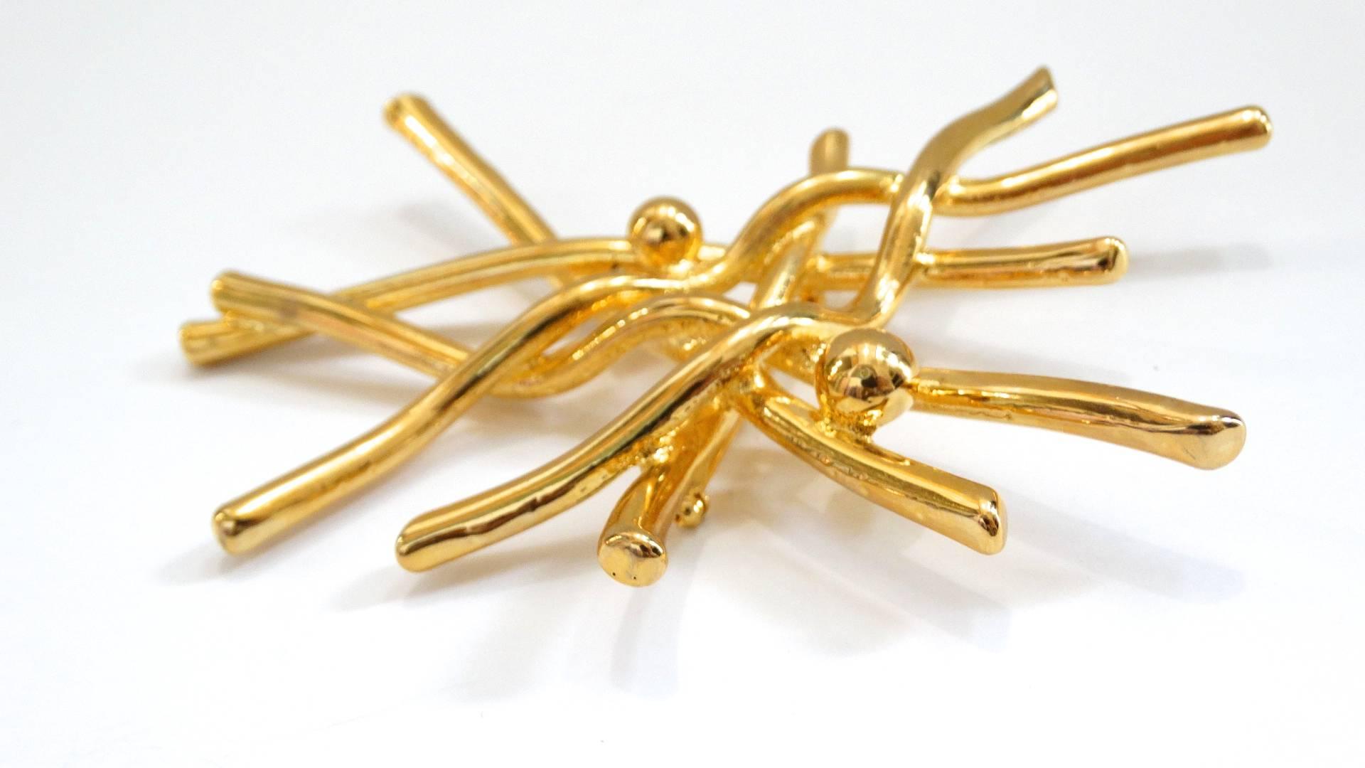 Modernist Gold Plated Branch Brooch In Excellent Condition In Scottsdale, AZ