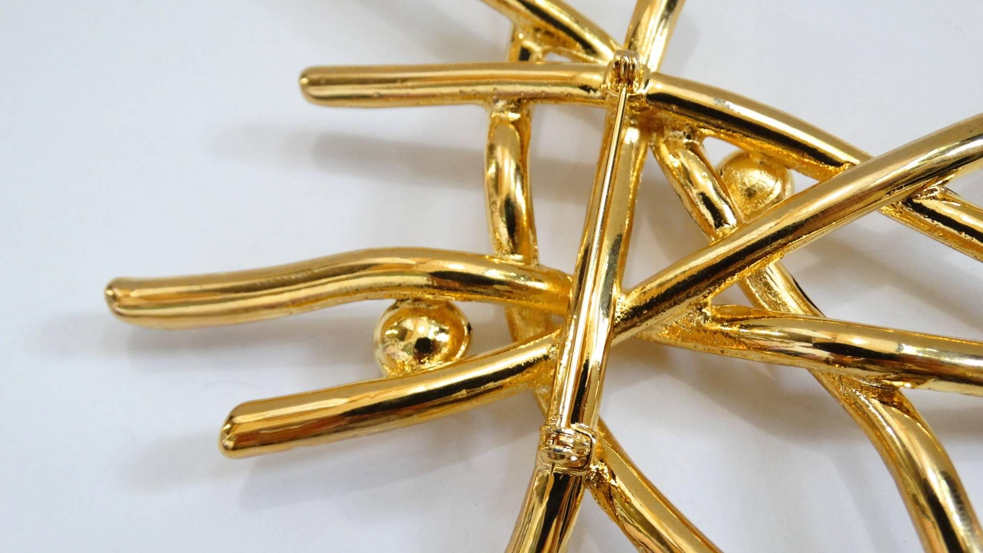 Modernist Gold Plated Branch Brooch 1