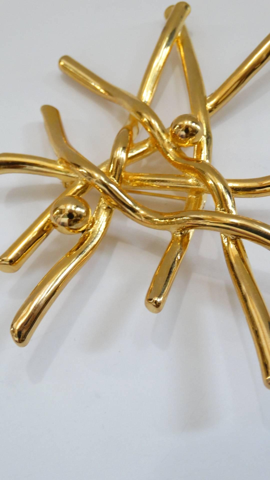 Modernist Gold Plated Branch Brooch 3