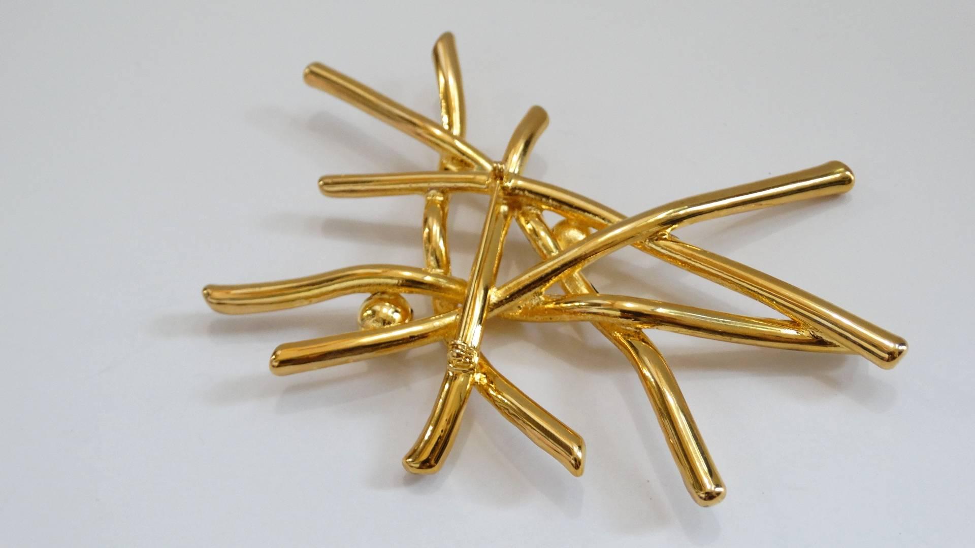 Modernist Gold Plated Branch Brooch 4