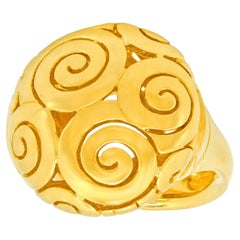 Retro Modernist Gold Ring 18k France